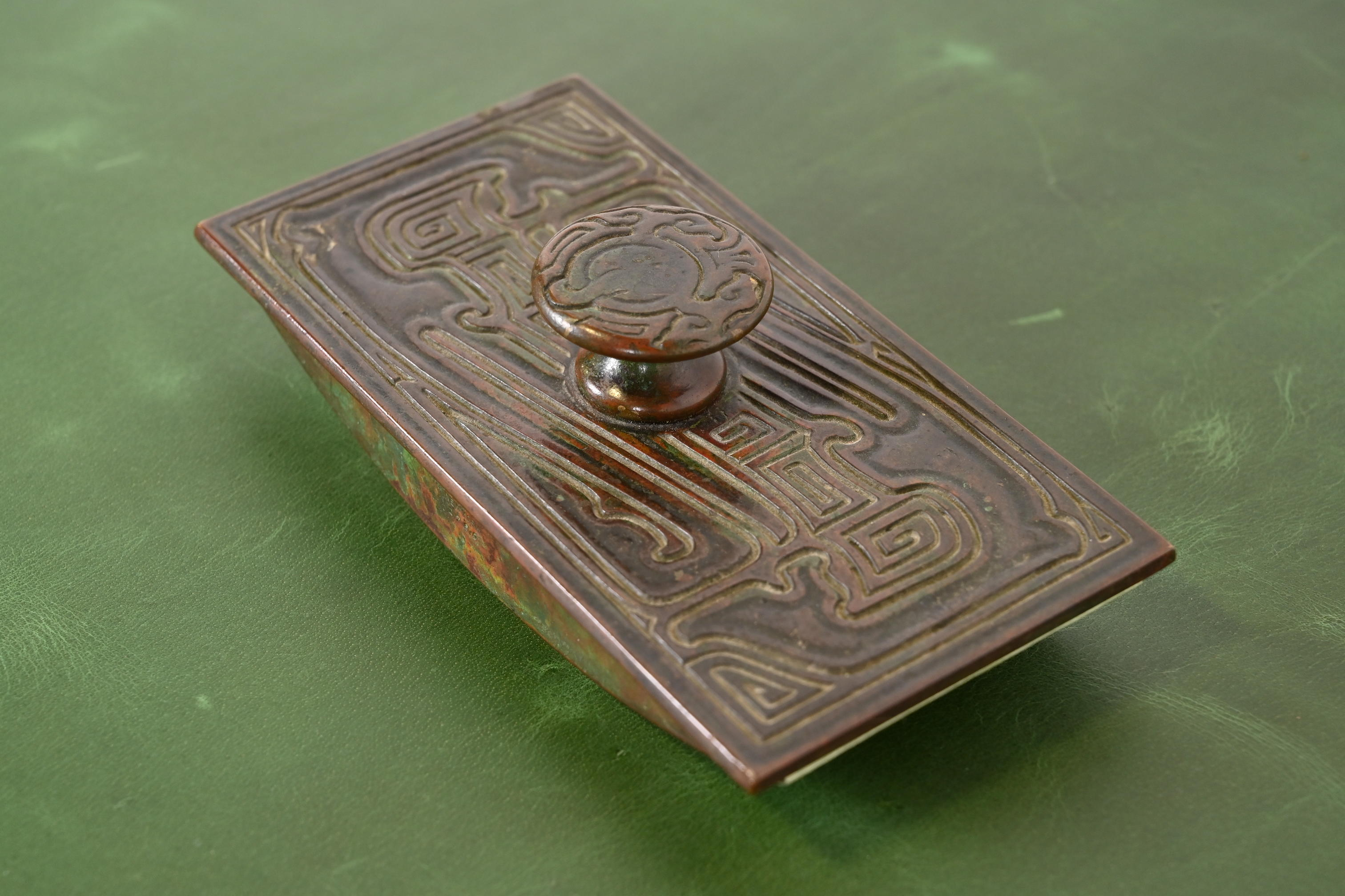 Tiffany Studios New York Chinese Pattern Bronze Rocker Blotter