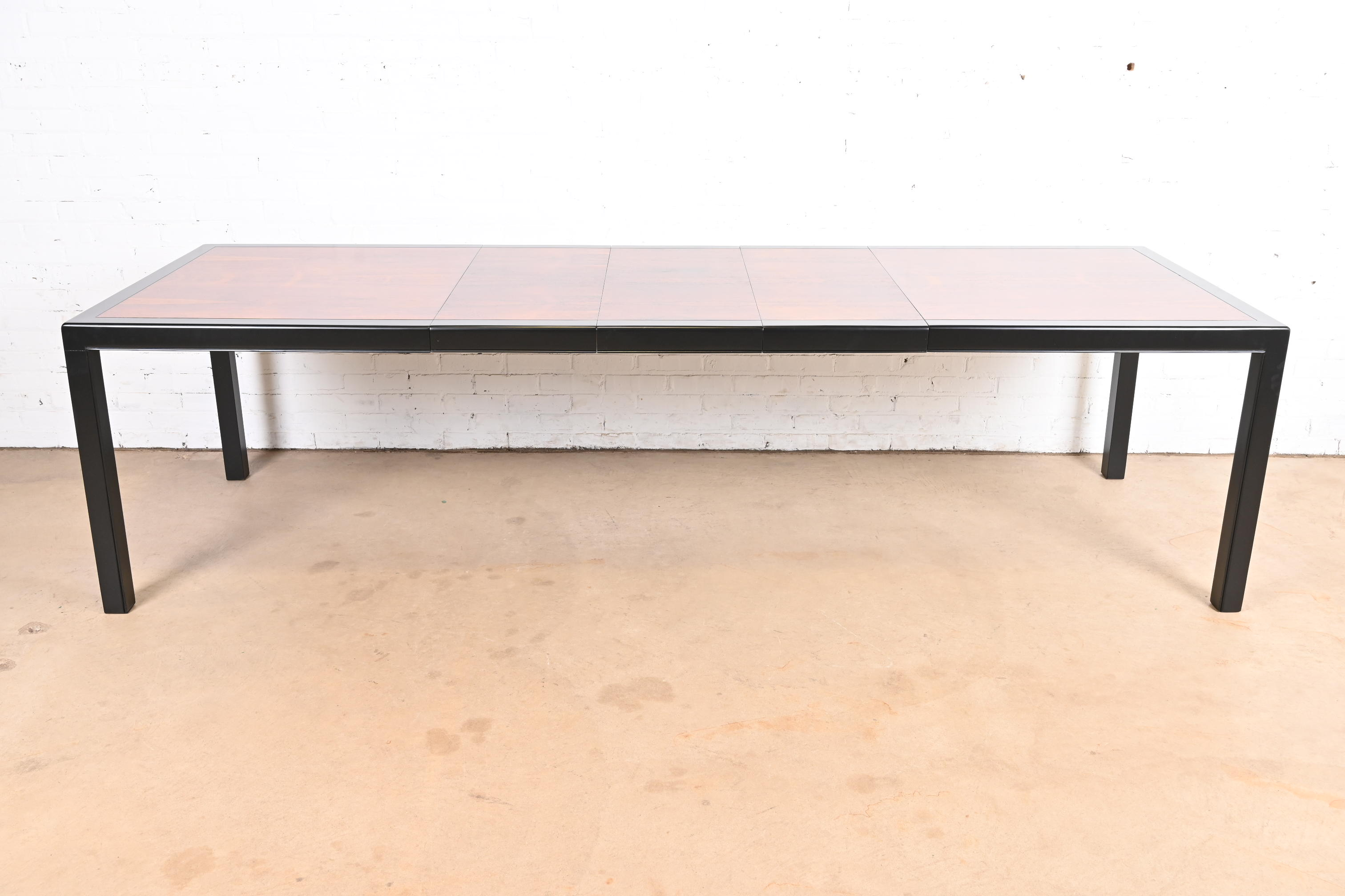 Dunbar Style Rosewood and Black Lacquered Extension Dining Table, Newly Refinished - Image 2