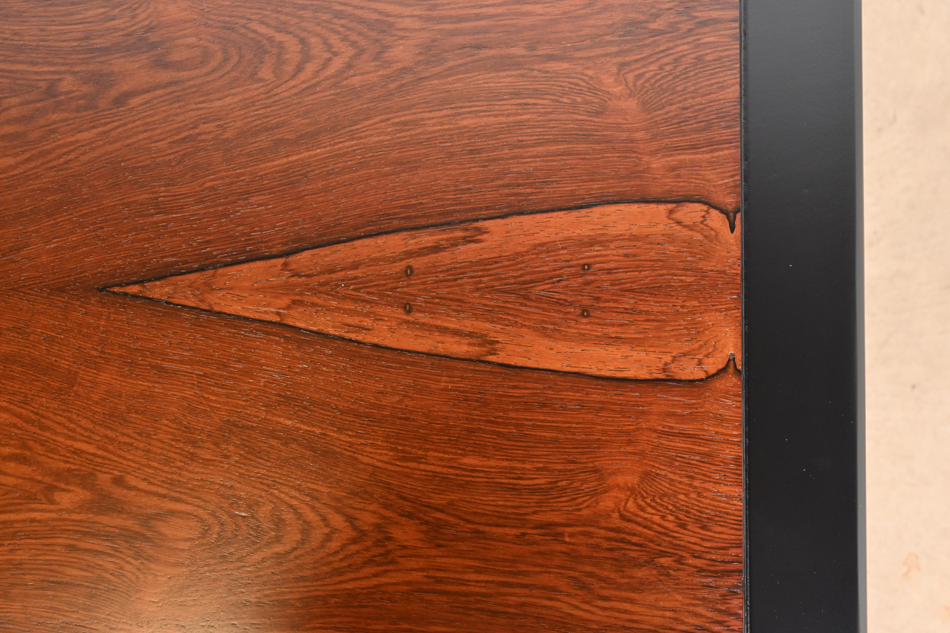 Dunbar Style Rosewood and Black Lacquered Extension Dining Table, Newly Refinished - Image 5