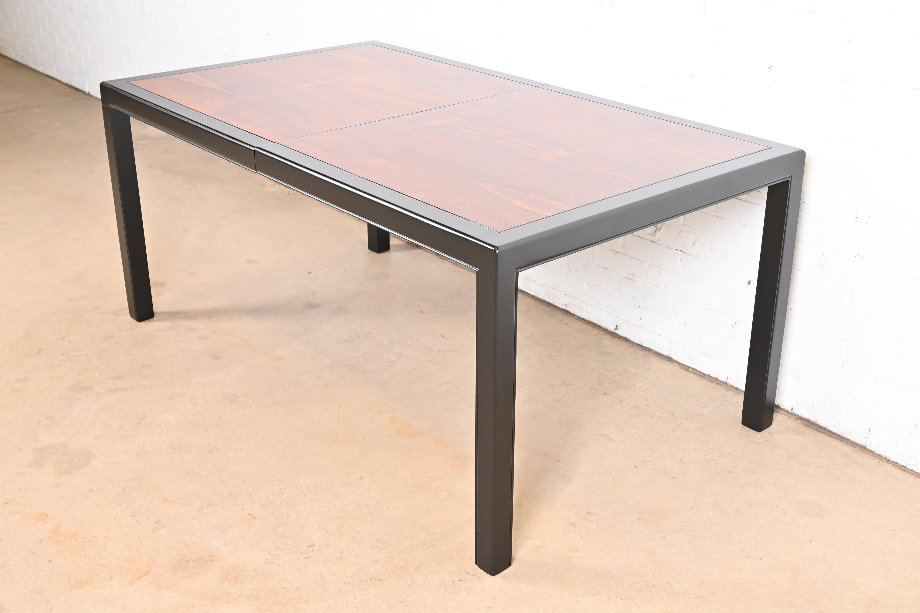 Dunbar Style Rosewood and Black Lacquered Extension Dining Table, Newly Refinished - Image 9