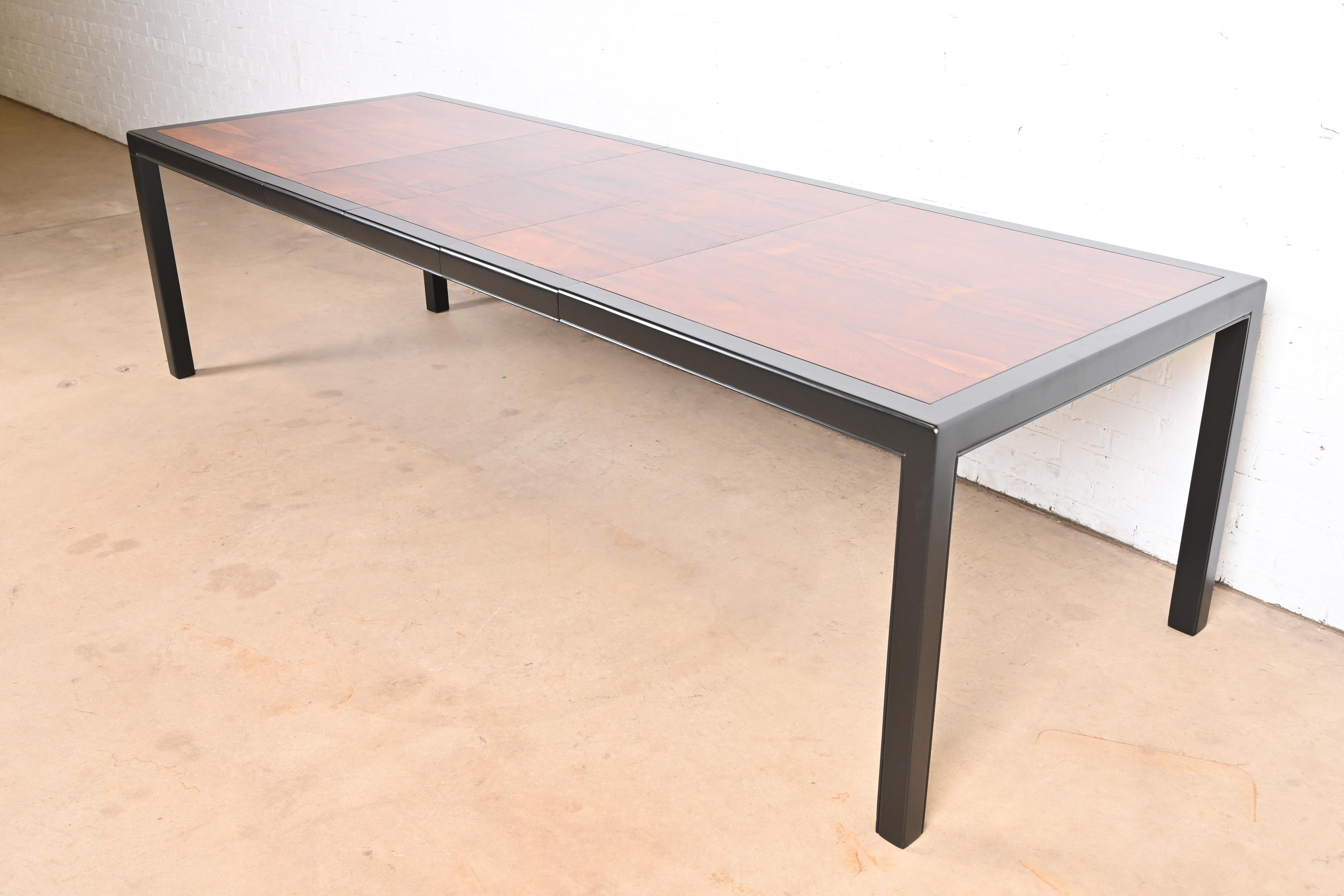 Dunbar Style Rosewood and Black Lacquered Extension Dining Table, Newly Refinished