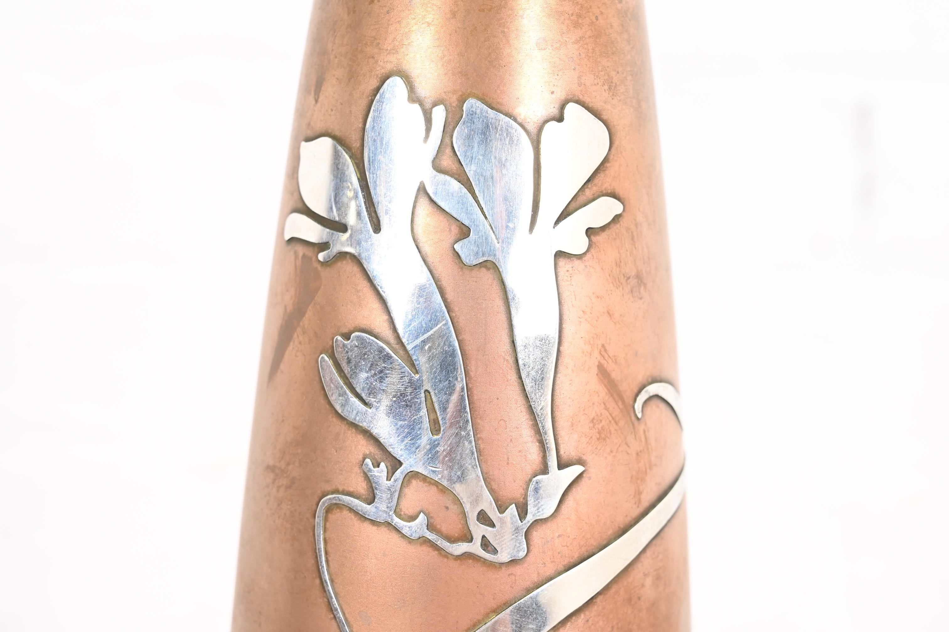 Heintz Arts & Crafts Sterling Silver on Bronze Vase - Image 7