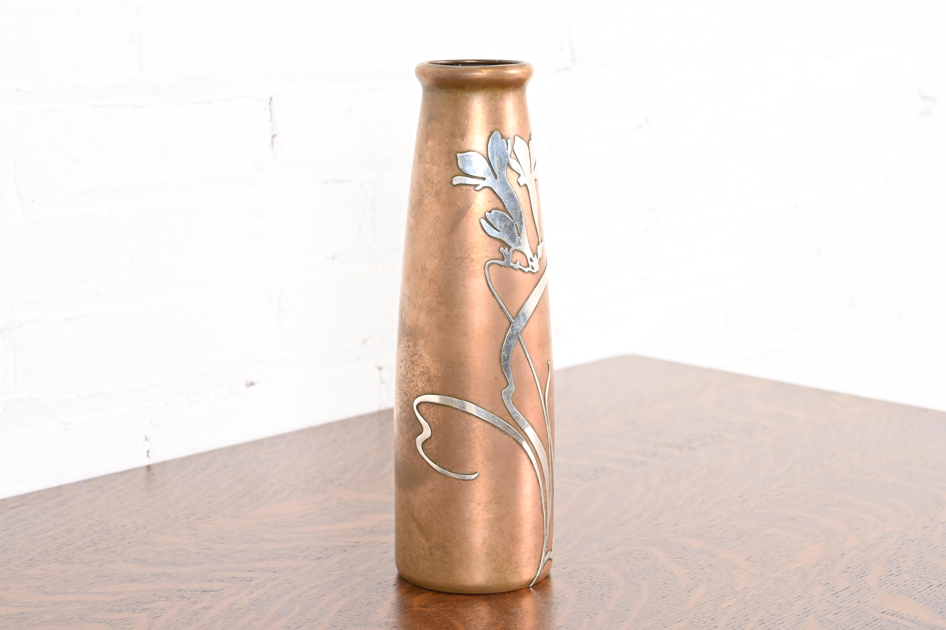 Heintz Arts & Crafts Sterling Silver on Bronze Vase - Image 4