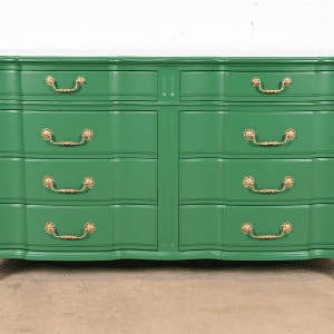 John Widdicomb Georgian Green Lacquered Eight-Drawer Double Dresser, Newly Refinished