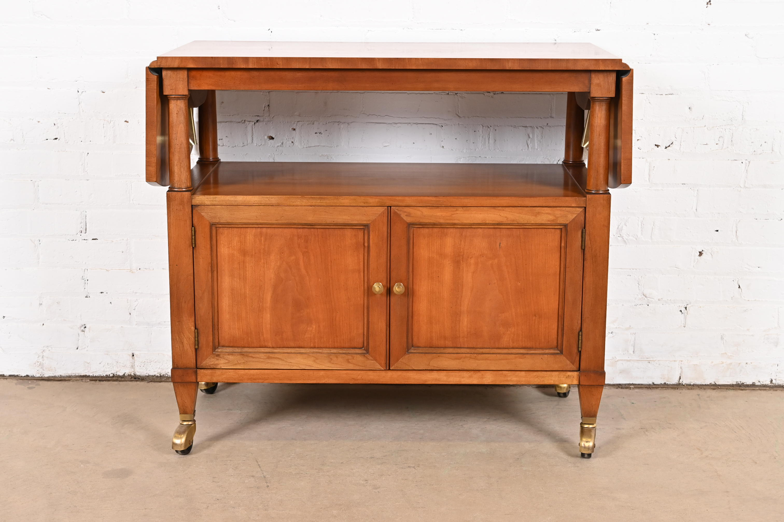 Kindel Furniture French Regency Louis XVI Cherry Wood Rolling Server or Bar Cart, Circa 1960s - Image 3