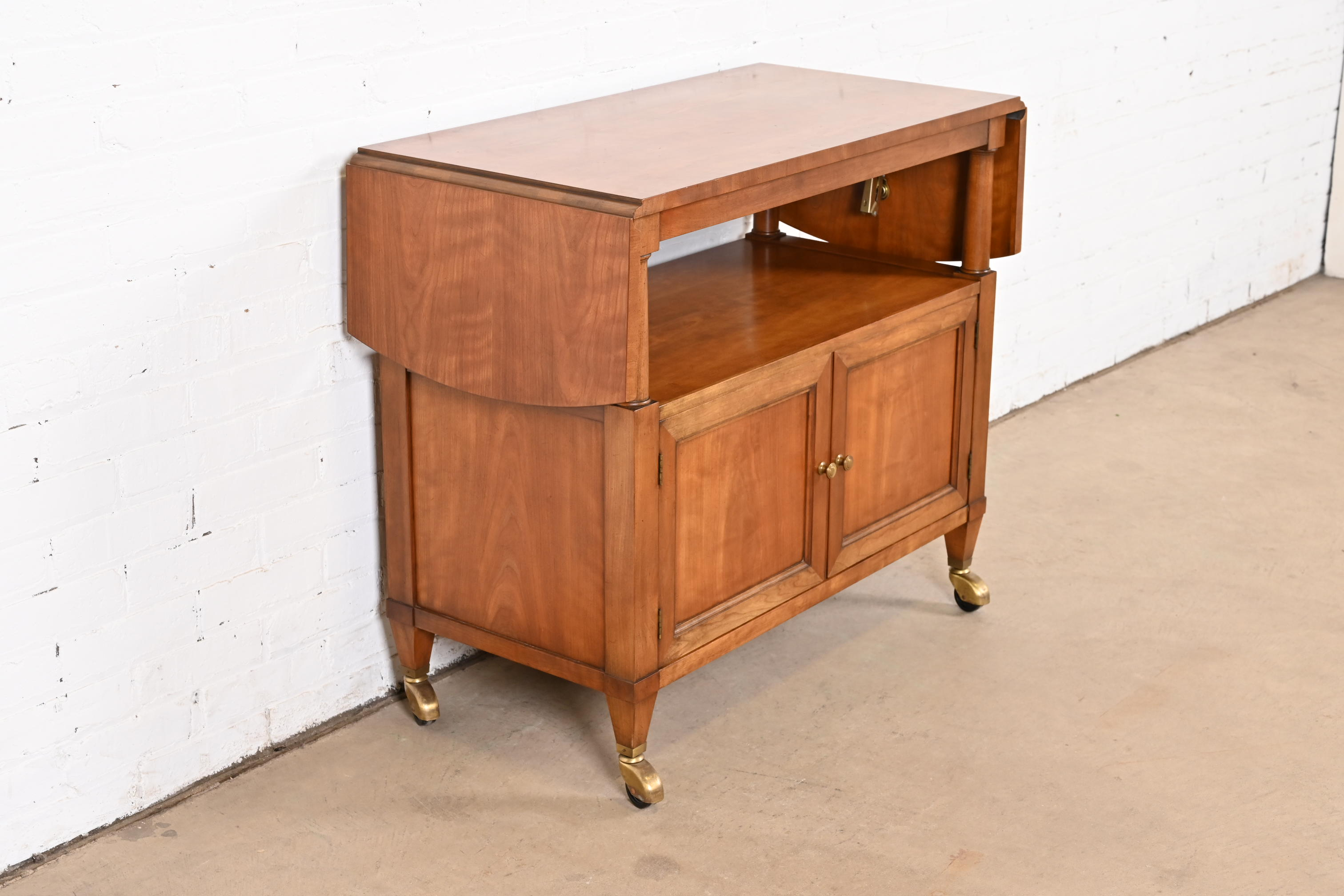 Kindel Furniture French Regency Louis XVI Cherry Wood Rolling Server or Bar Cart, Circa 1960s - Image 2