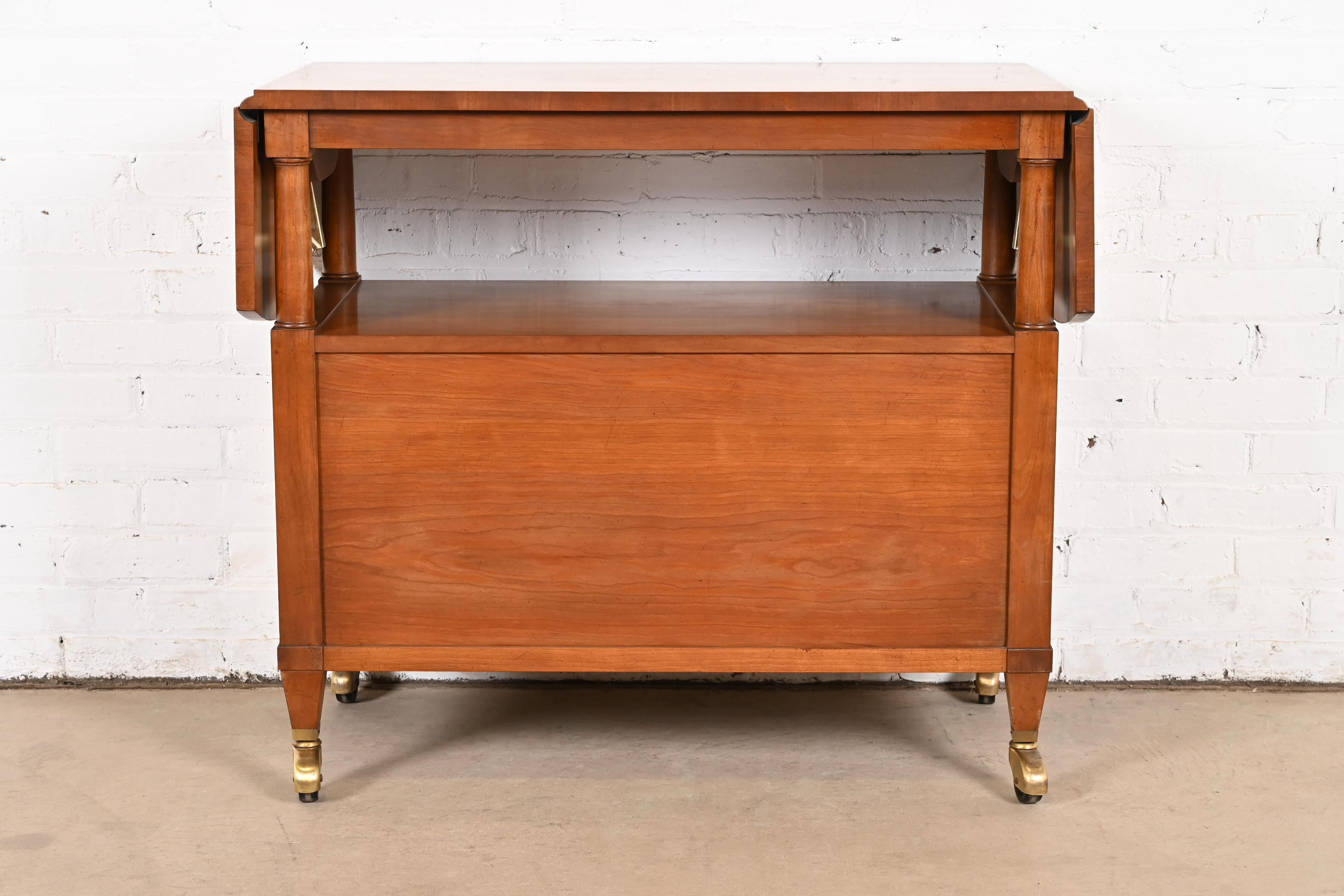Kindel Furniture French Regency Louis XVI Cherry Wood Rolling Server or Bar Cart, Circa 1960s - Image 10