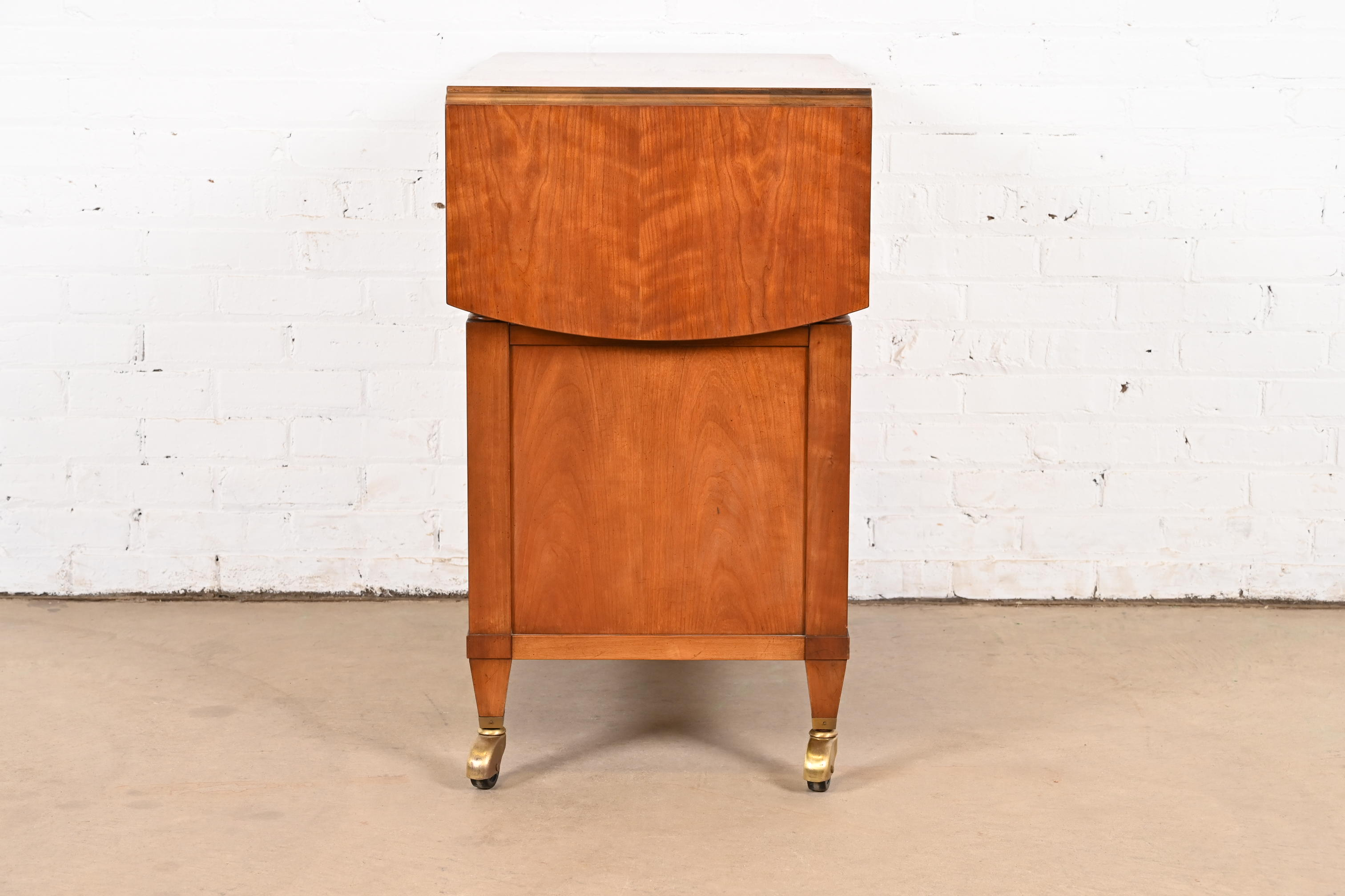 Kindel Furniture French Regency Louis XVI Cherry Wood Rolling Server or Bar Cart, Circa 1960s - Image 11