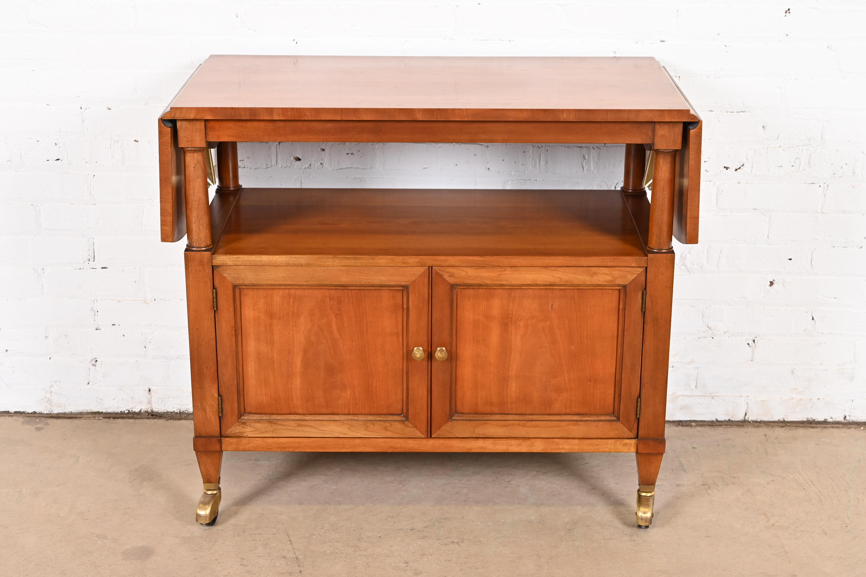 Kindel Furniture French Regency Louis XVI Cherry Wood Rolling Server or Bar Cart, Circa 1960s - Image 4