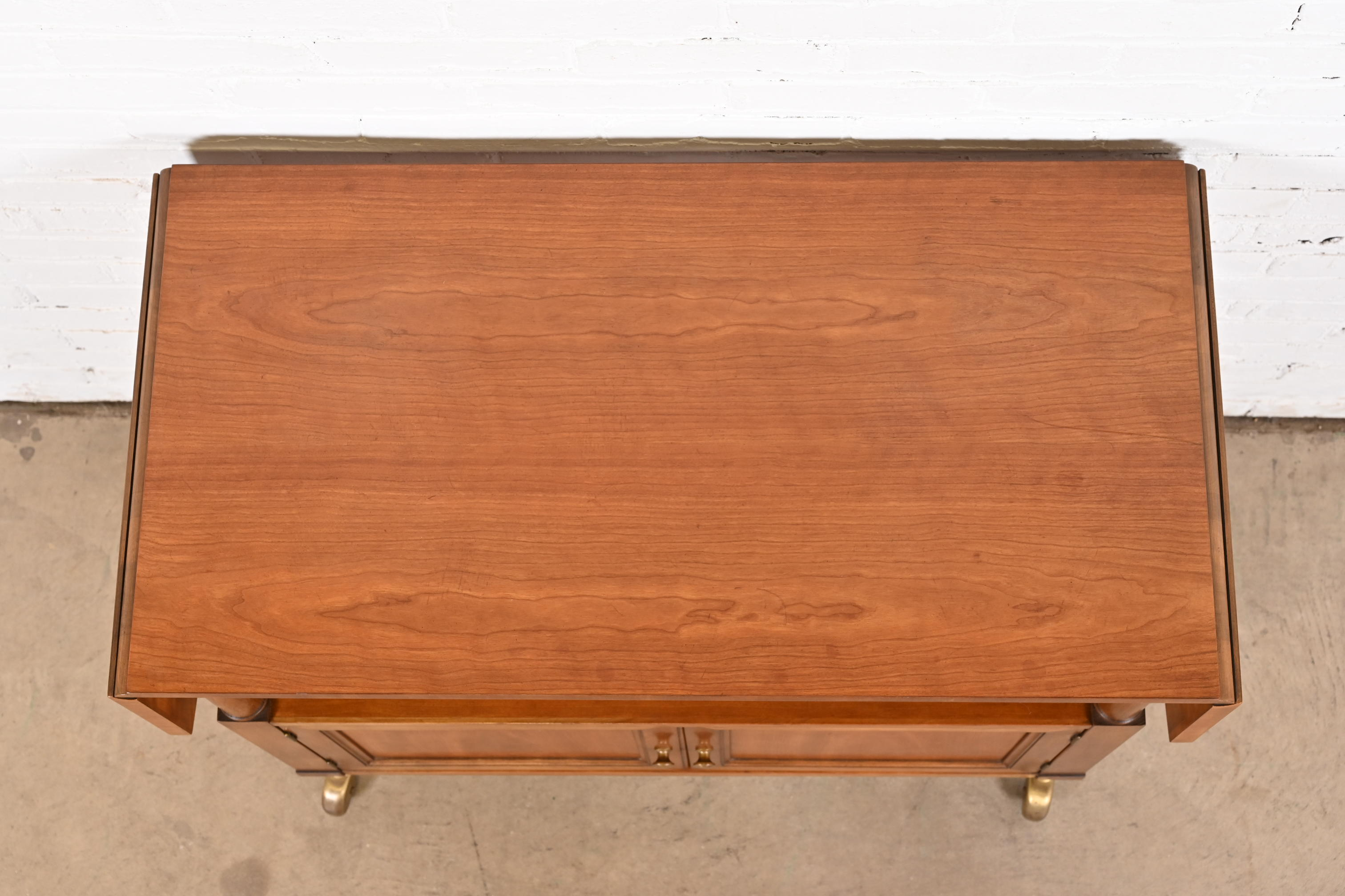 Kindel Furniture French Regency Louis XVI Cherry Wood Rolling Server or Bar Cart, Circa 1960s - Image 5