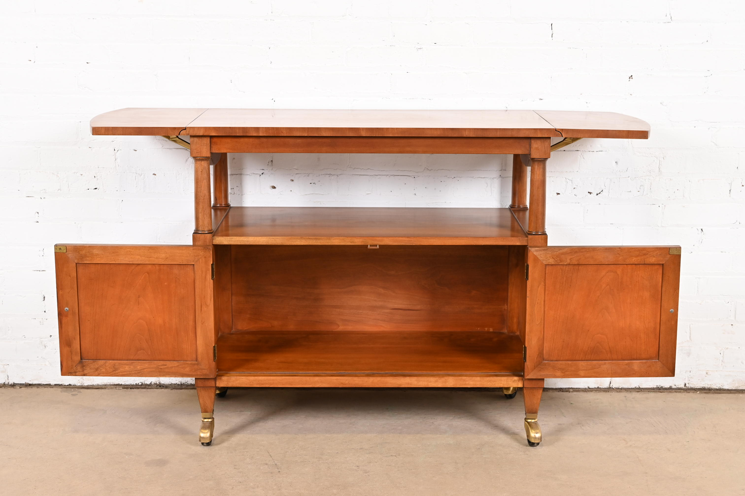 Kindel Furniture French Regency Louis XVI Cherry Wood Rolling Server or Bar Cart, Circa 1960s - Image 7