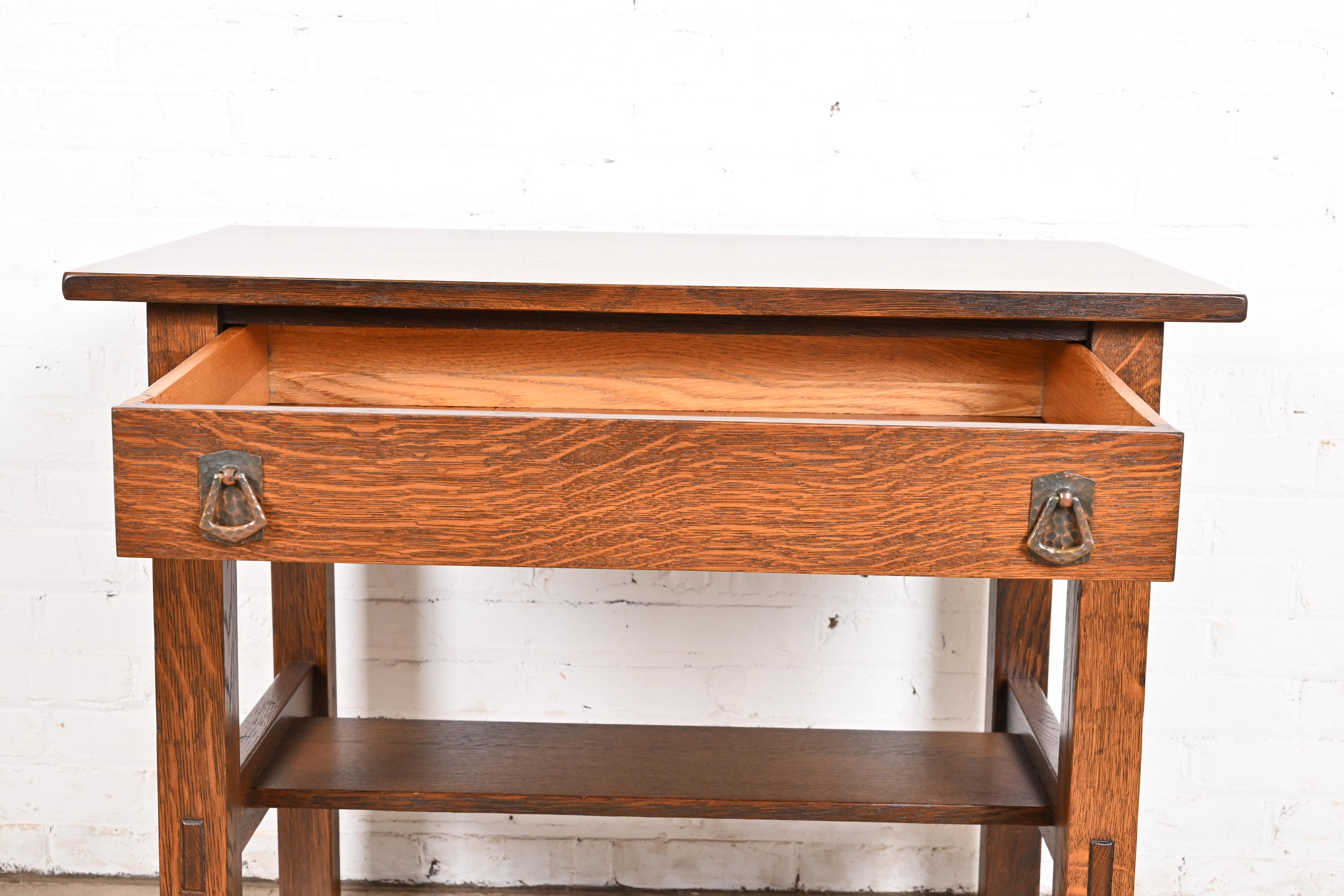 Lifetime Furniture Antique Mission Oak Arts & Crafts Desk or Library Table, Newly Refinished - Image 6