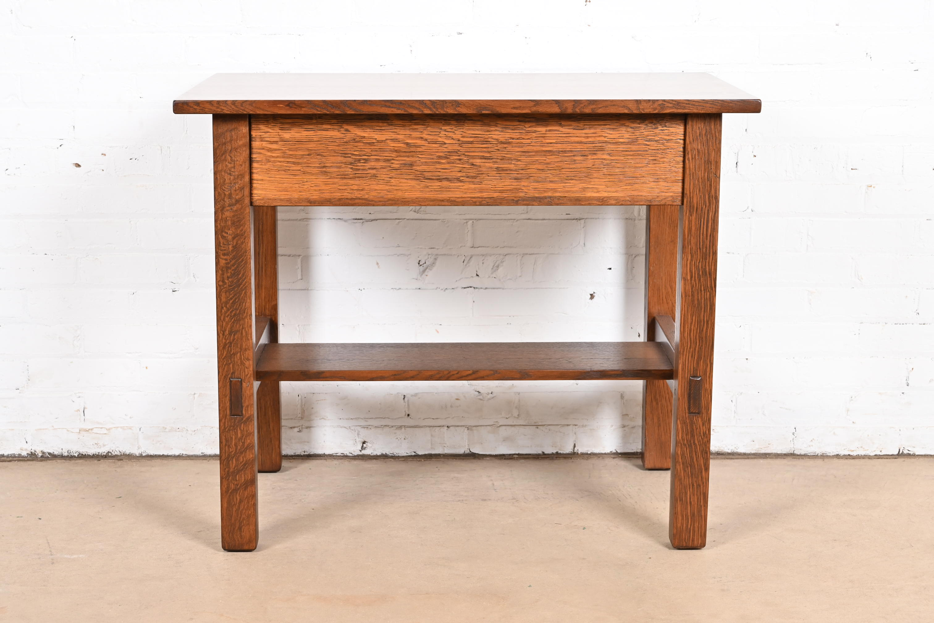 Lifetime Furniture Antique Mission Oak Arts & Crafts Desk or Library Table, Newly Refinished - Image 11