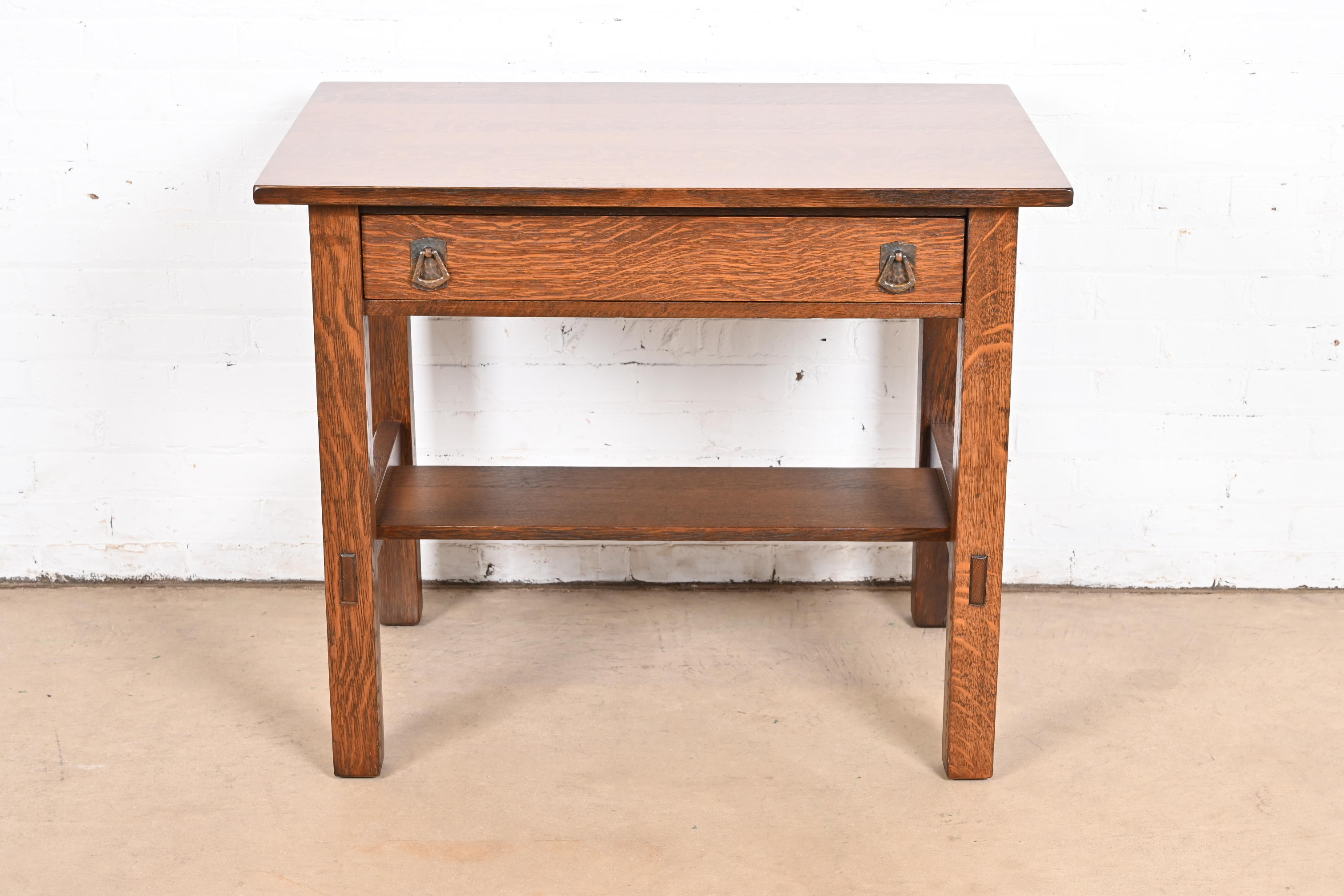 Lifetime Furniture Antique Mission Oak Arts & Crafts Desk or Library Table, Newly Refinished - Image 5
