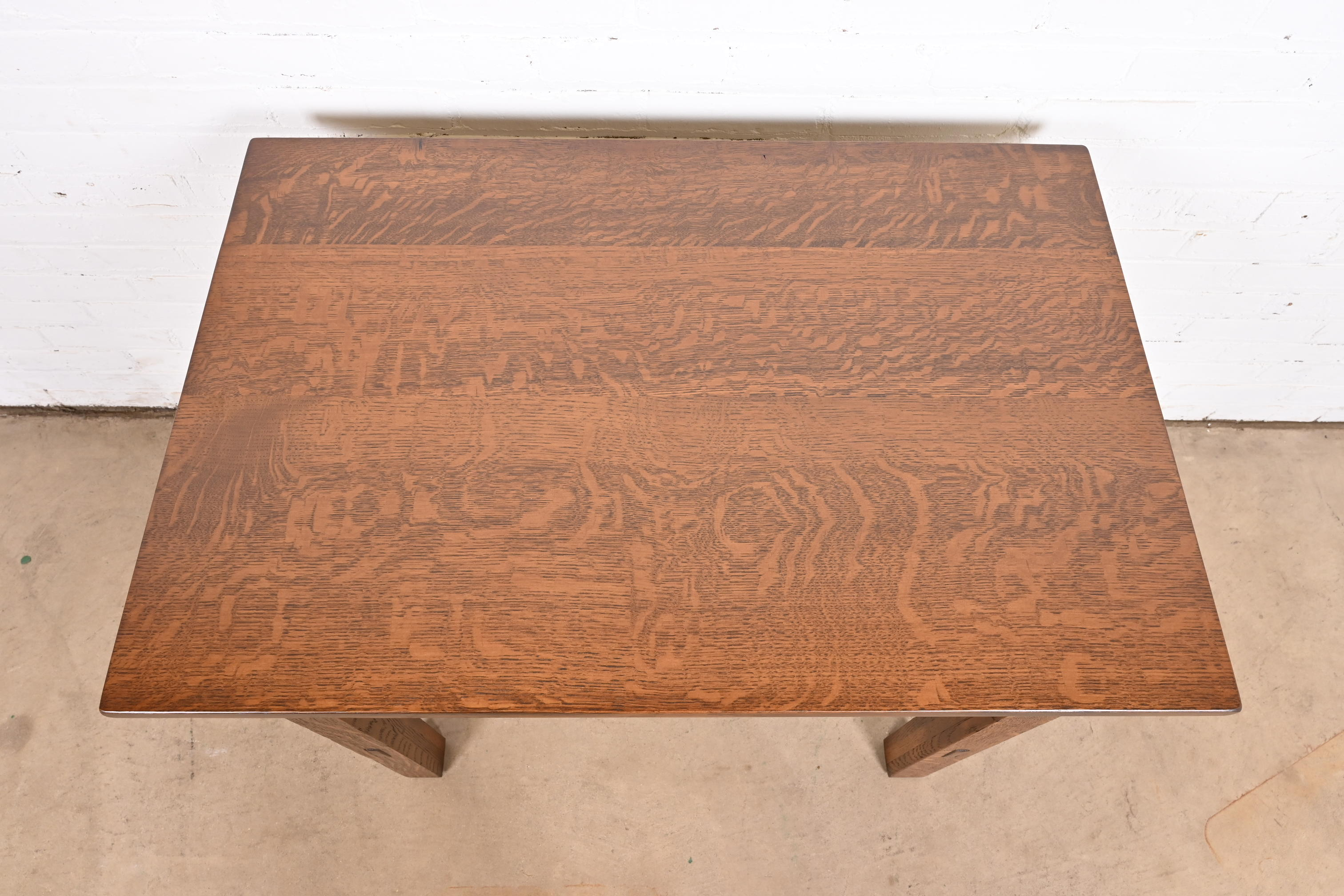 Lifetime Furniture Antique Mission Oak Arts & Crafts Desk or Library Table, Newly Refinished - Image 9