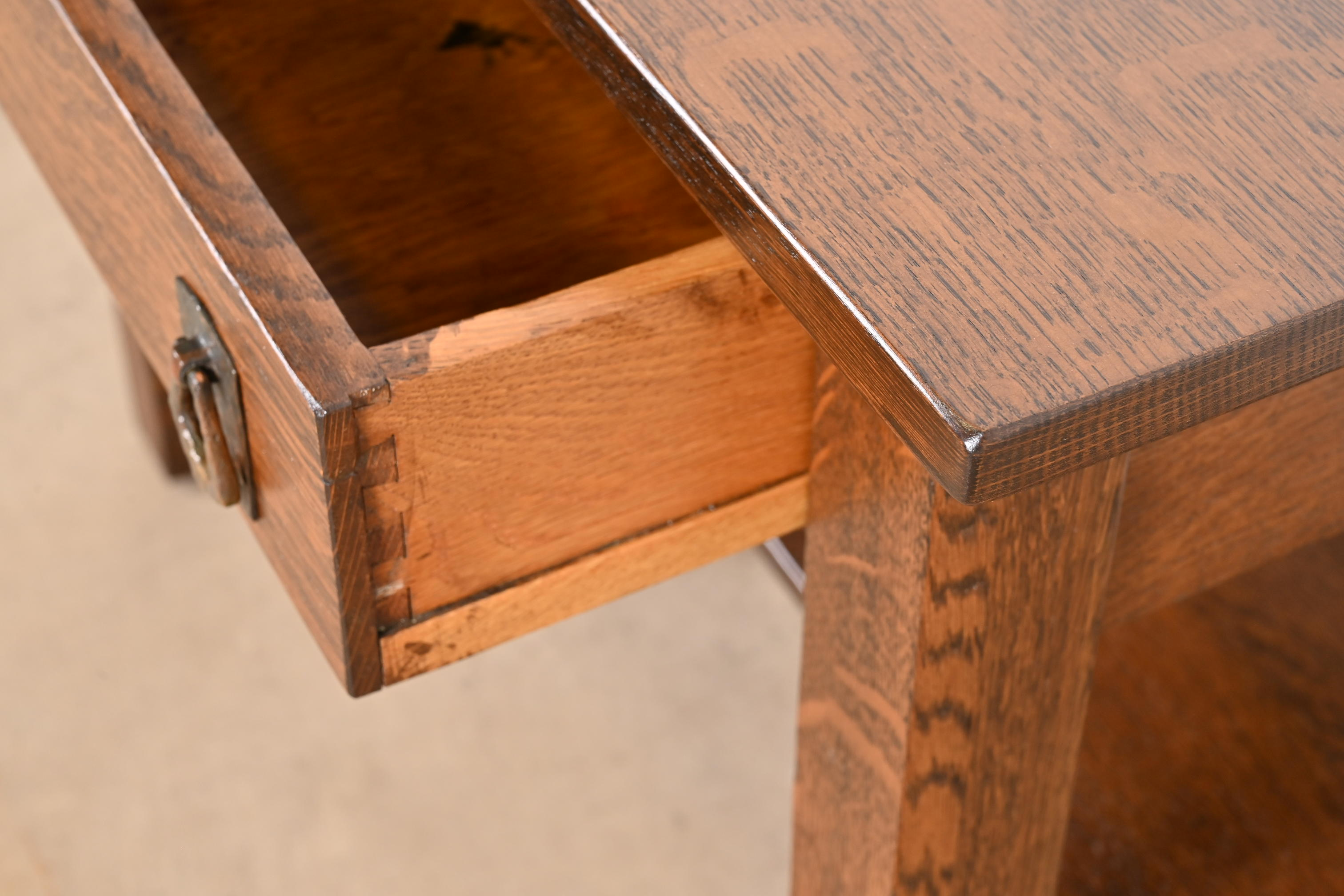 Lifetime Furniture Antique Mission Oak Arts & Crafts Desk or Library Table, Newly Refinished - Image 7