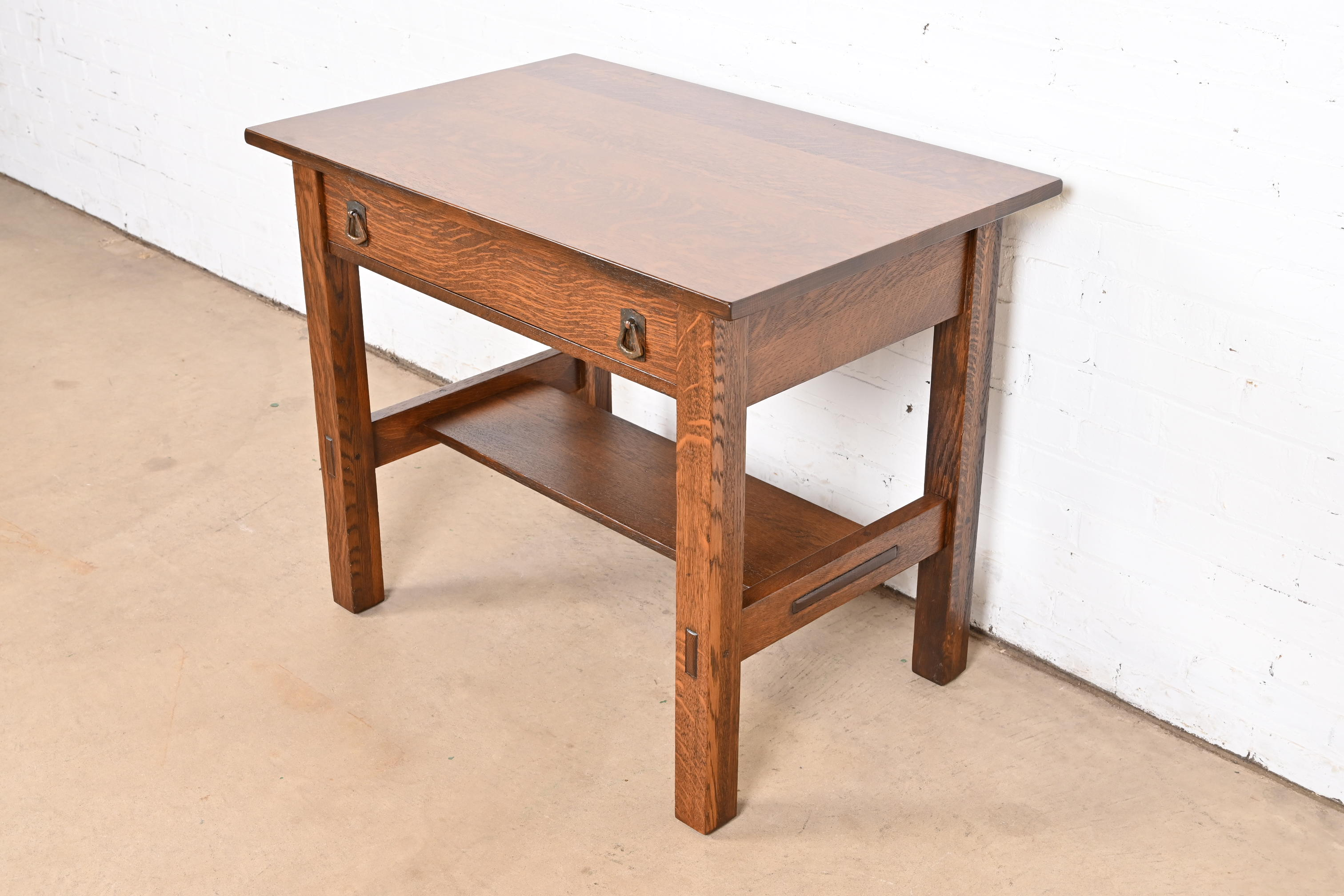 Lifetime Furniture Antique Mission Oak Arts & Crafts Desk or Library Table, Newly Refinished - Image 2