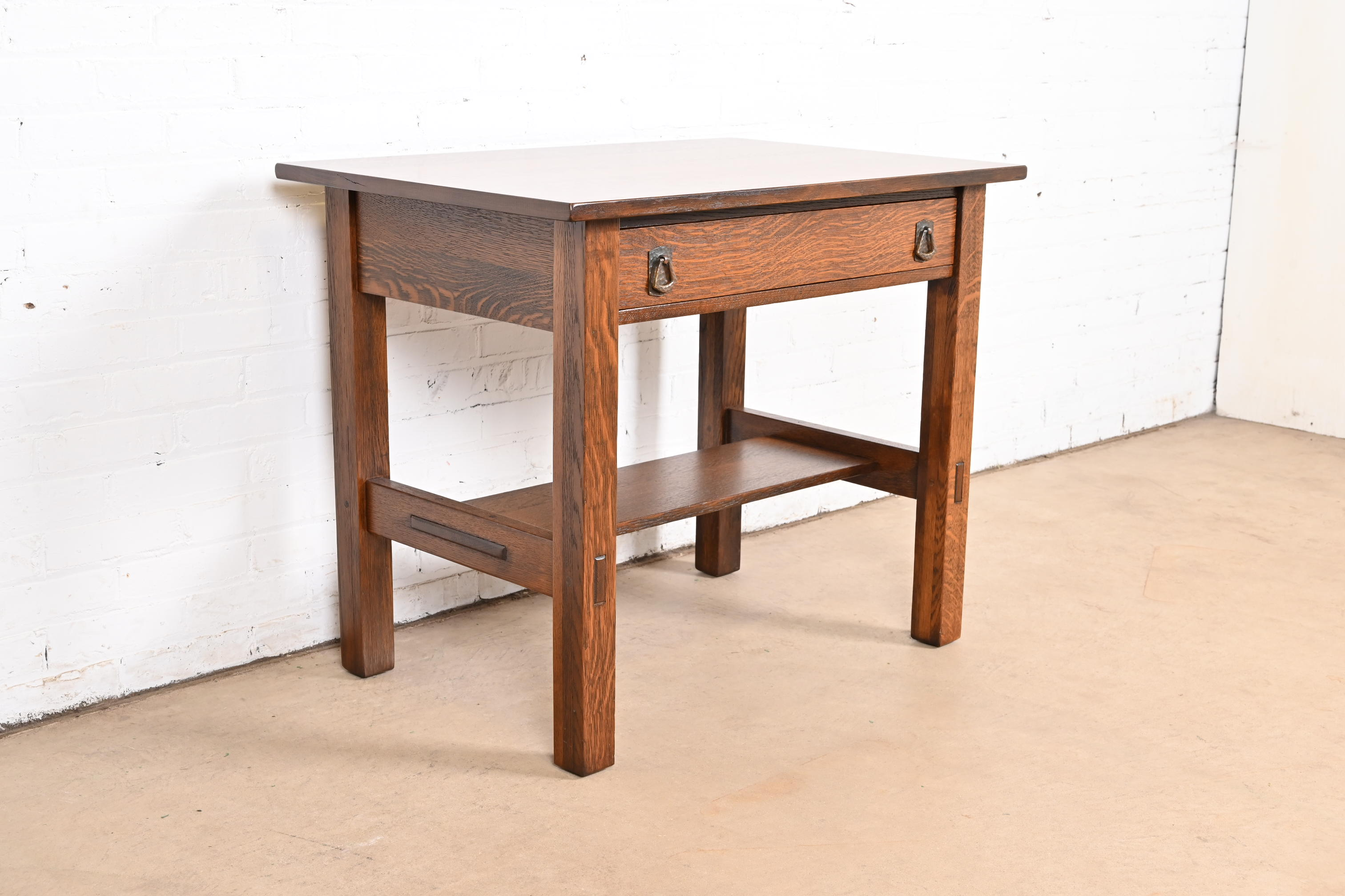 Lifetime Furniture Antique Mission Oak Arts & Crafts Desk or Library Table, Newly Refinished - Image 3