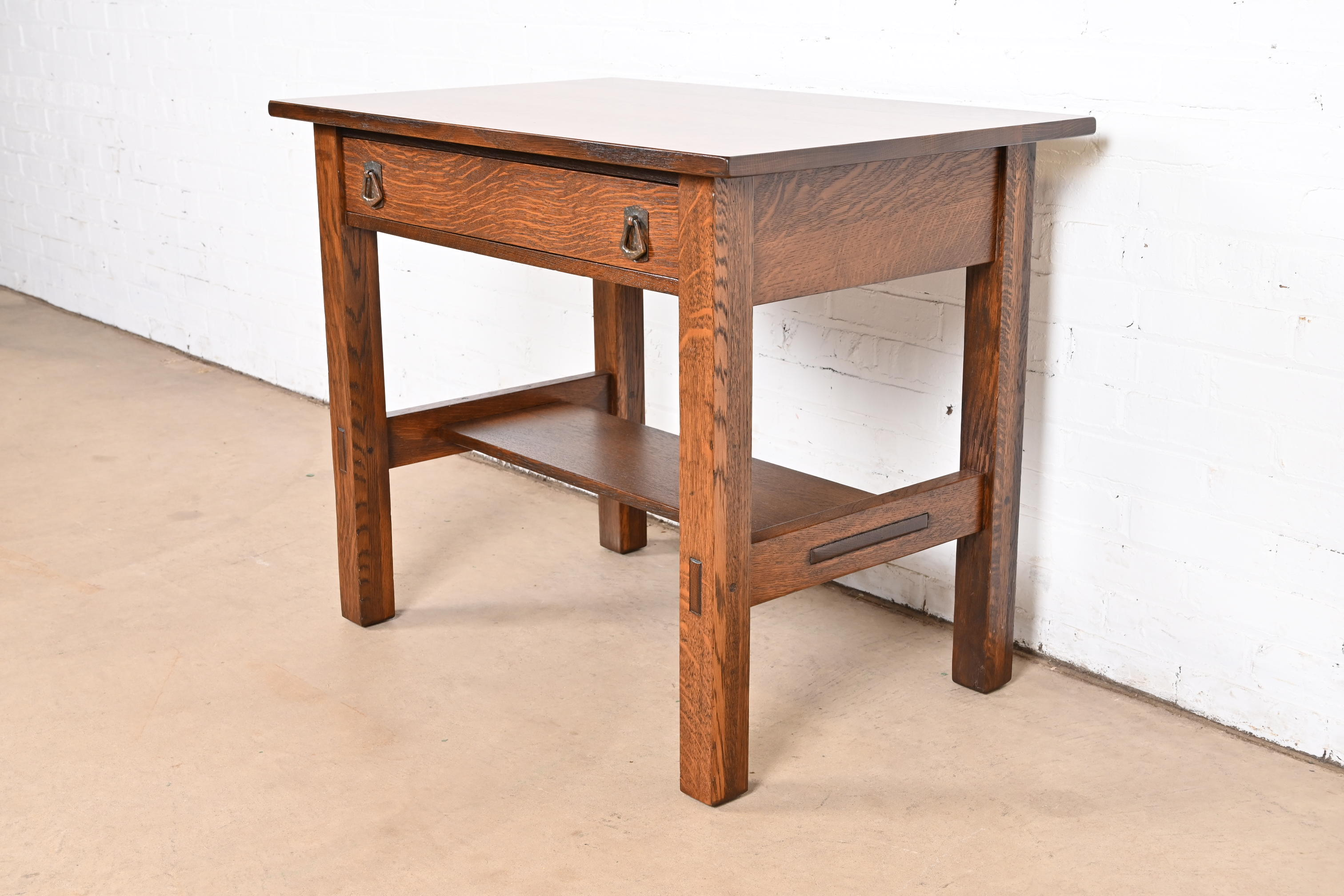 Lifetime Furniture Antique Mission Oak Arts & Crafts Desk or Library Table, Newly Refinished