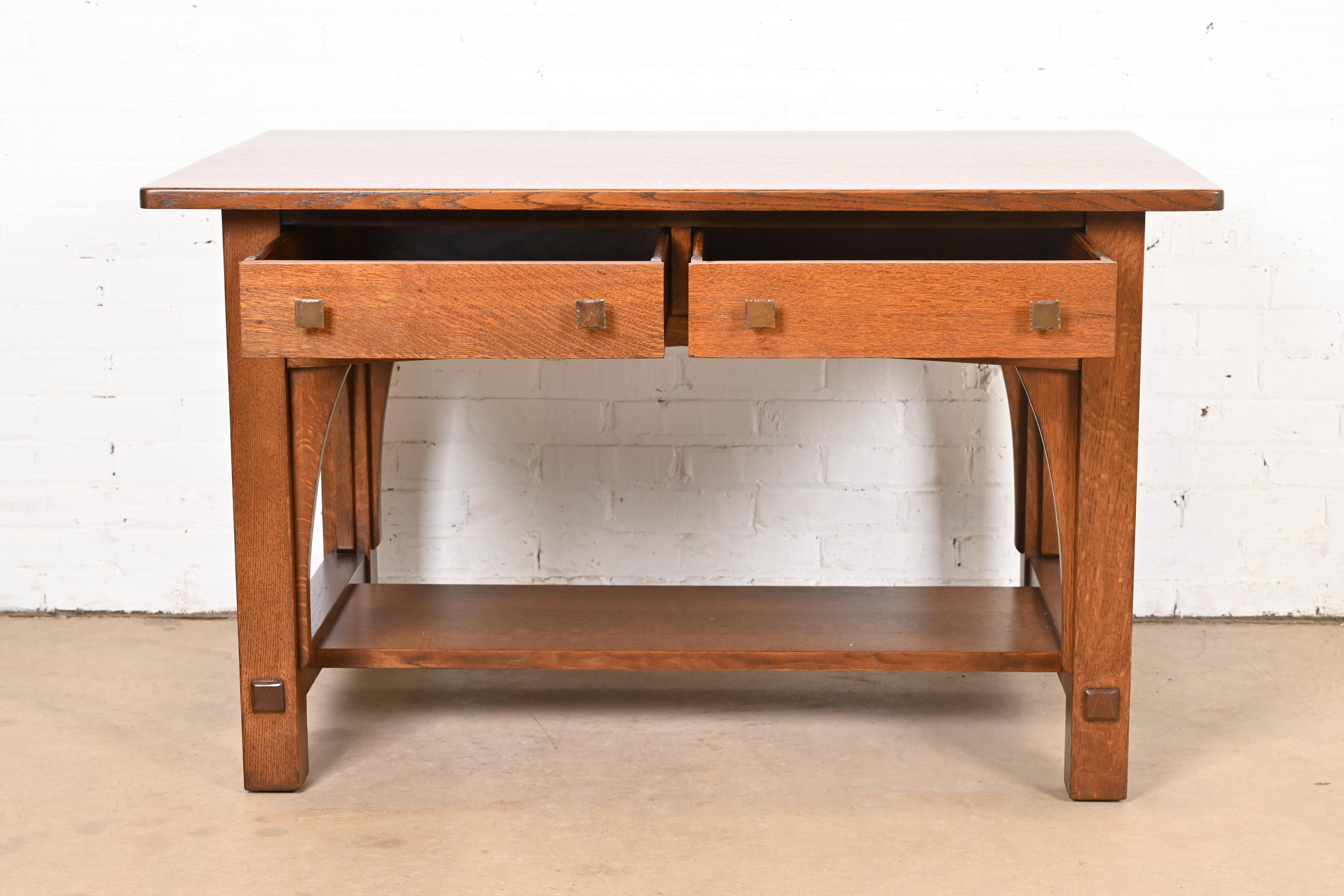 Limbert Antique Mission Oak Arts & Crafts Desk or Library Table, Newly Refinished - Image 5