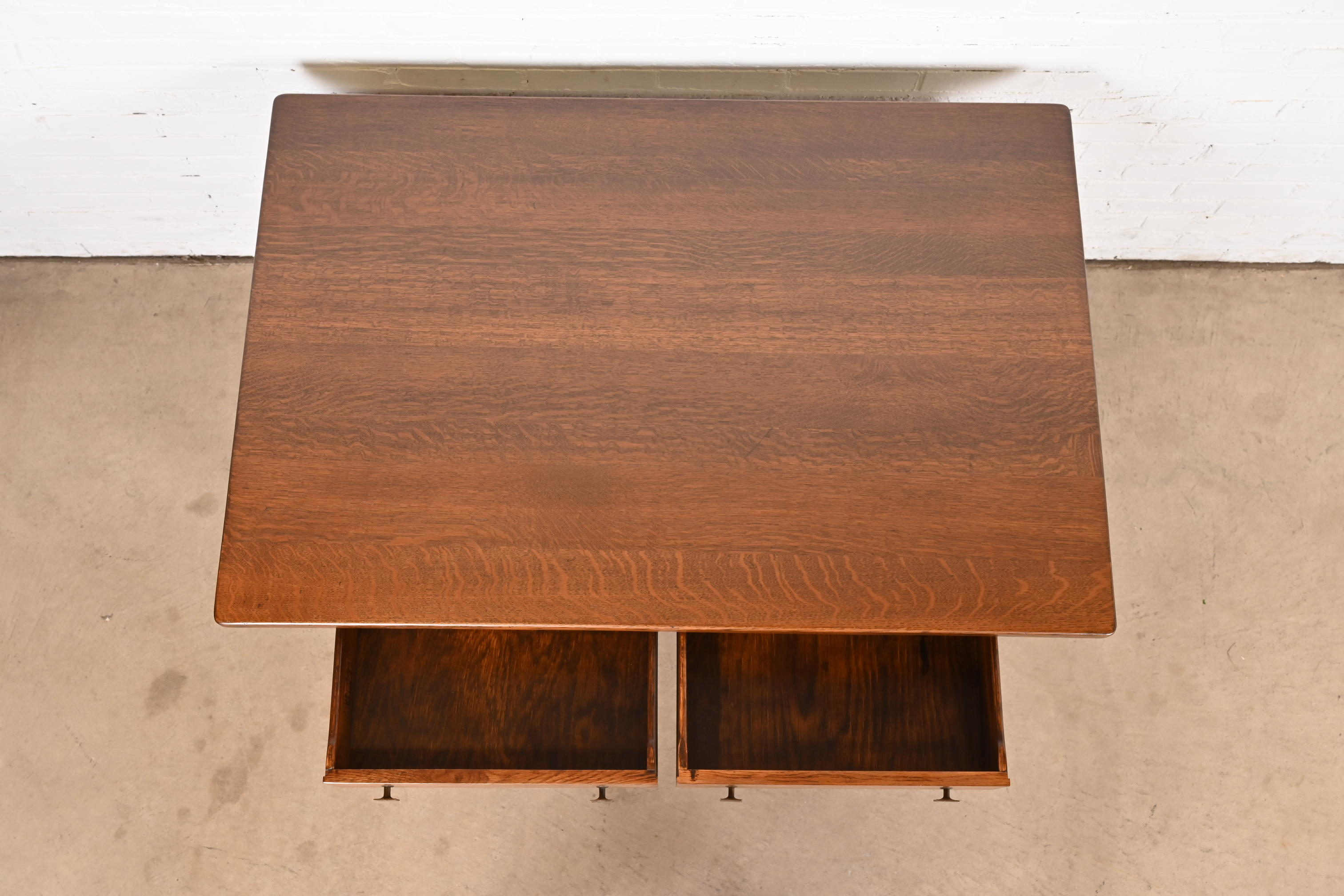 Limbert Antique Mission Oak Arts & Crafts Desk or Library Table, Newly Refinished - Image 7