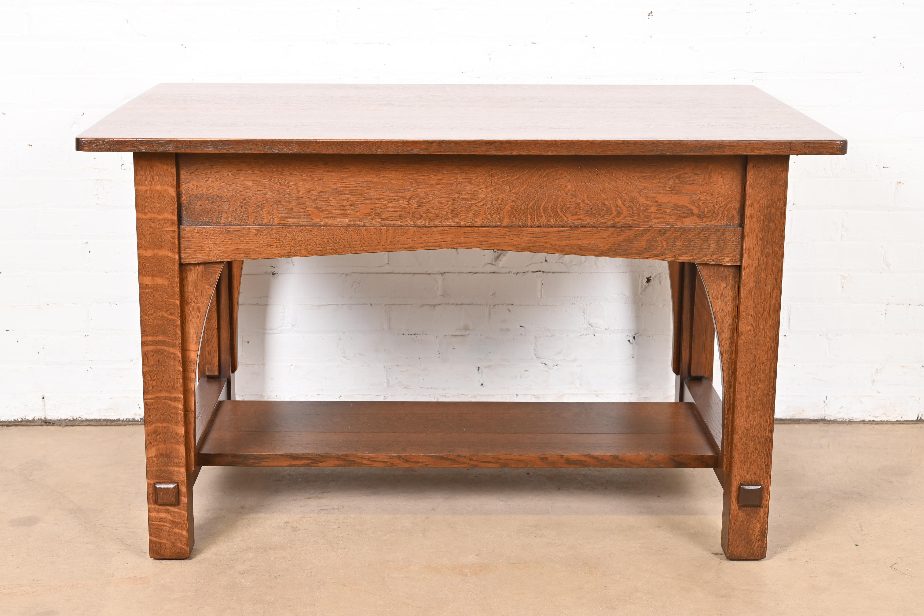 Limbert Antique Mission Oak Arts & Crafts Desk or Library Table, Newly Refinished - Image 11