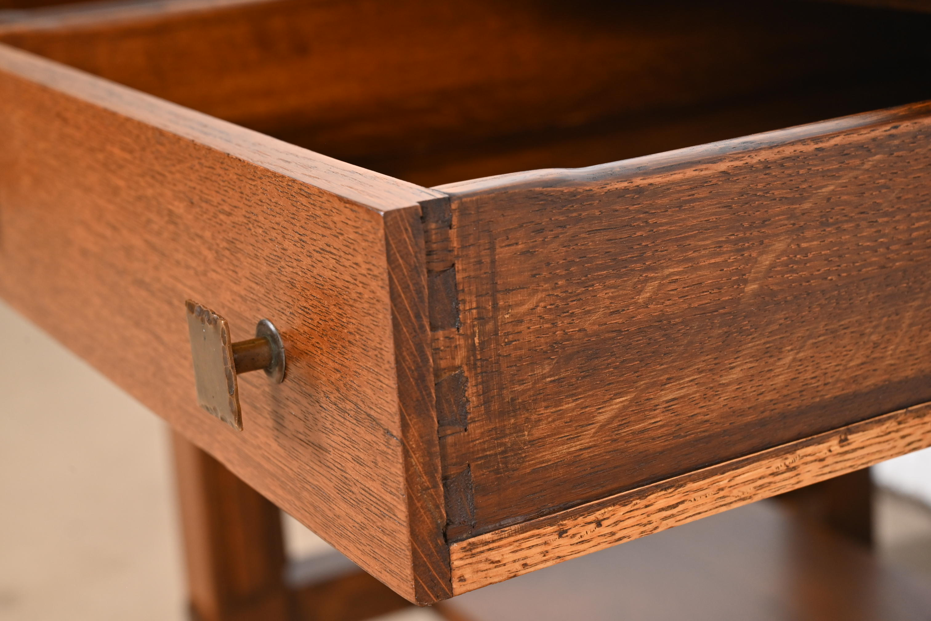 Limbert Antique Mission Oak Arts & Crafts Desk or Library Table, Newly Refinished - Image 8