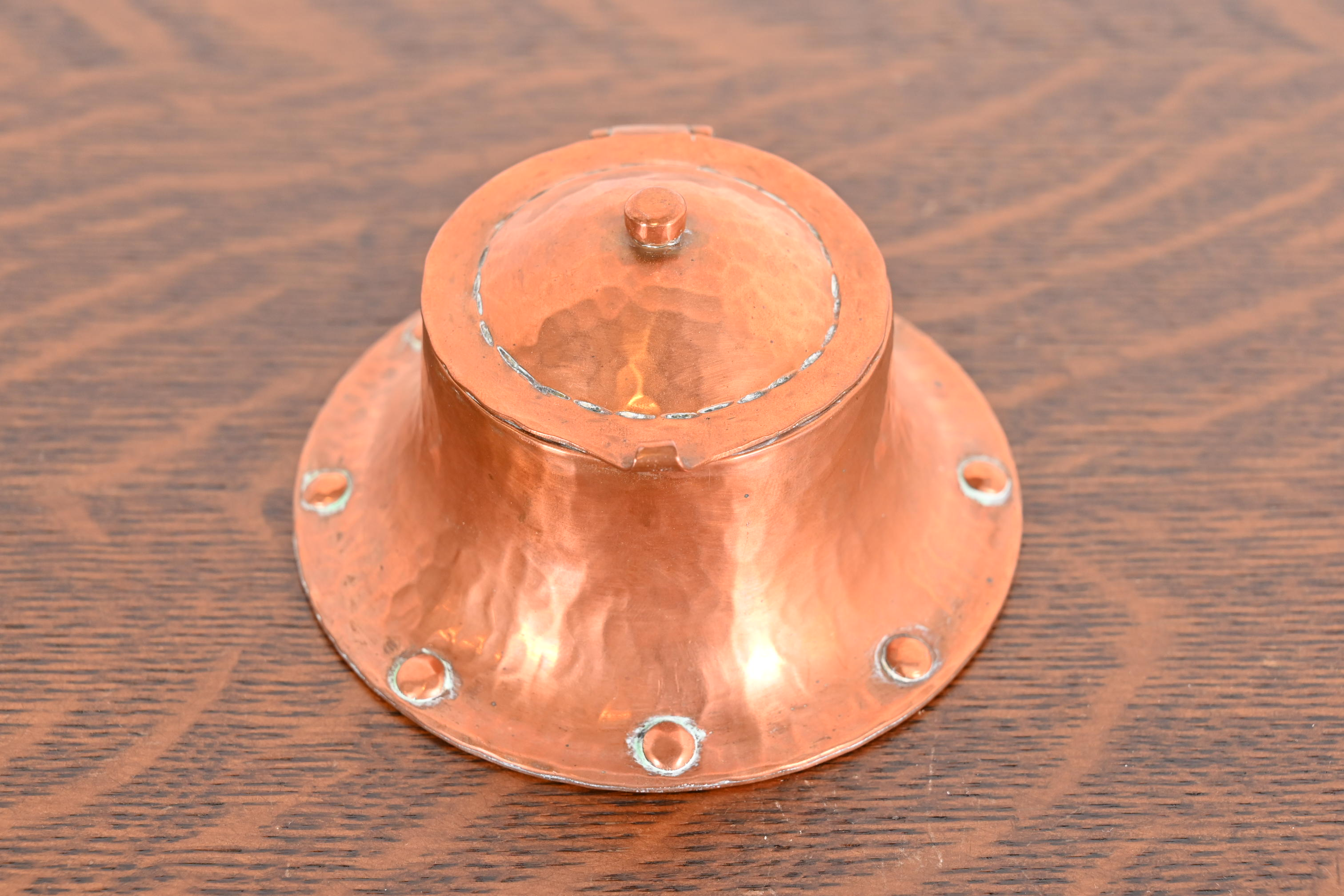 Roycroft Arts & Crafts Hammered Copper Inkwell