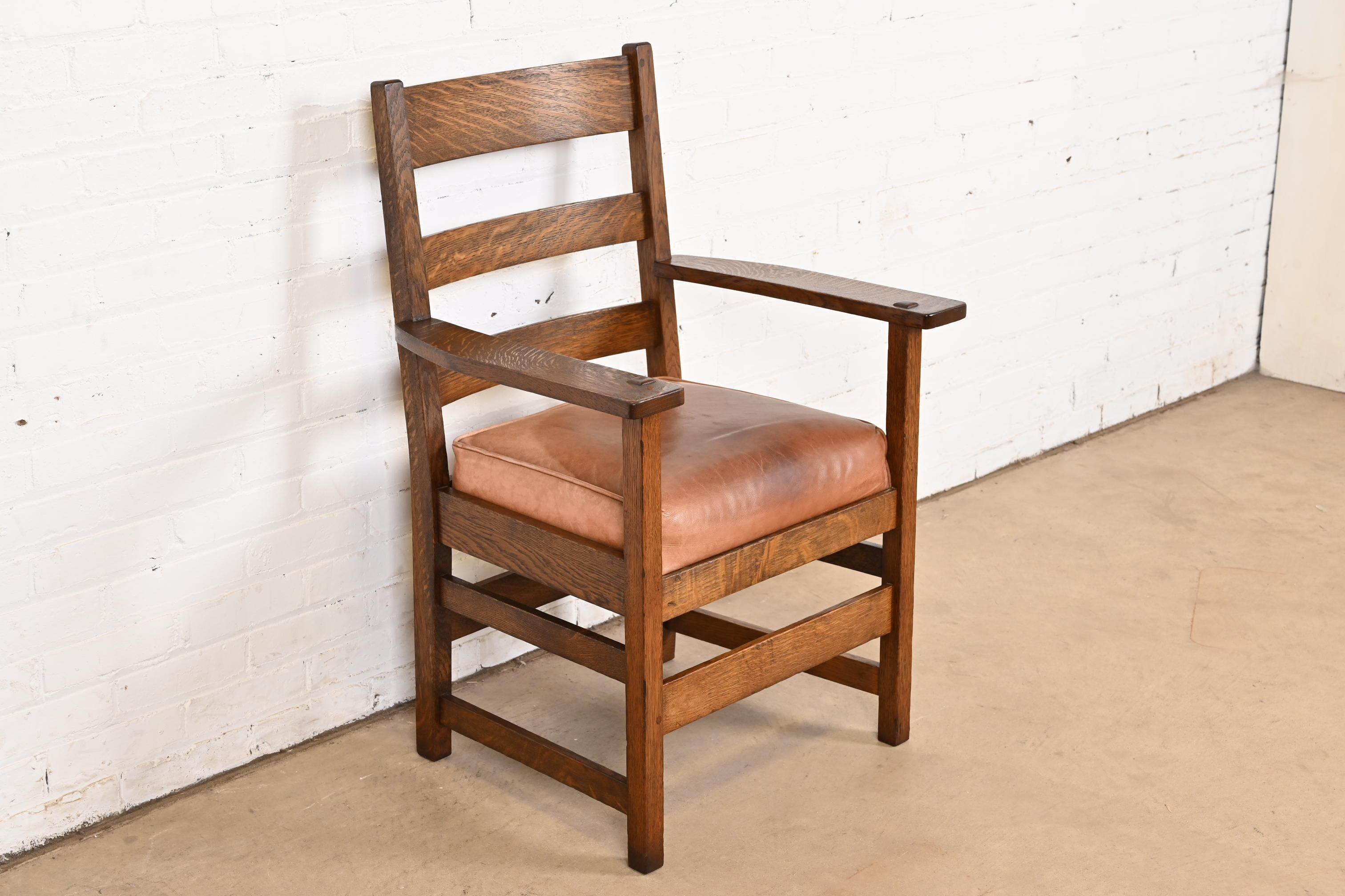 Stickley Brothers Antique Mission Oak Arts & Crafts Armchair, Circa 1900 - Image 2