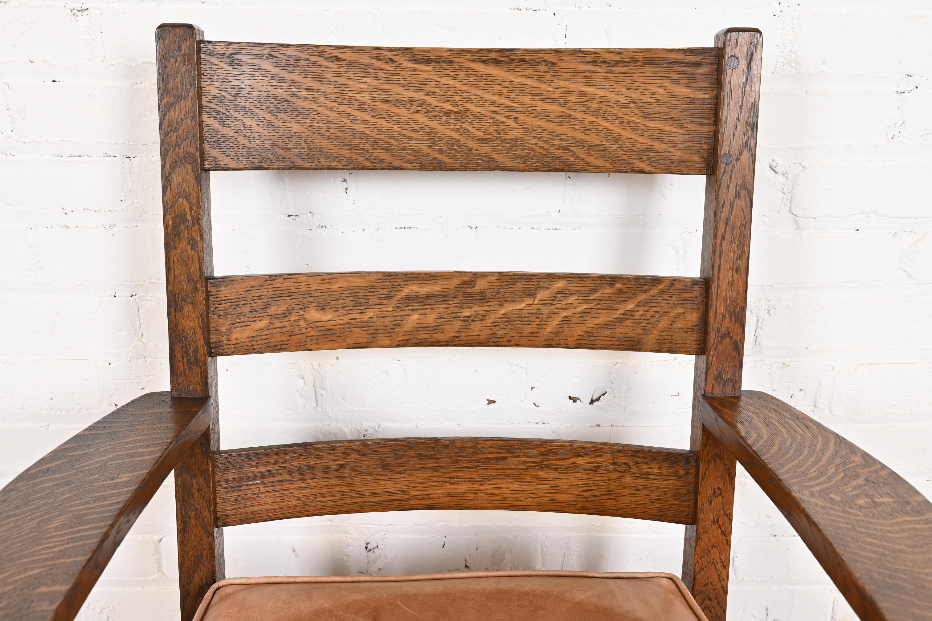 Stickley Brothers Antique Mission Oak Arts & Crafts Armchair, Circa 1900 - Image 6