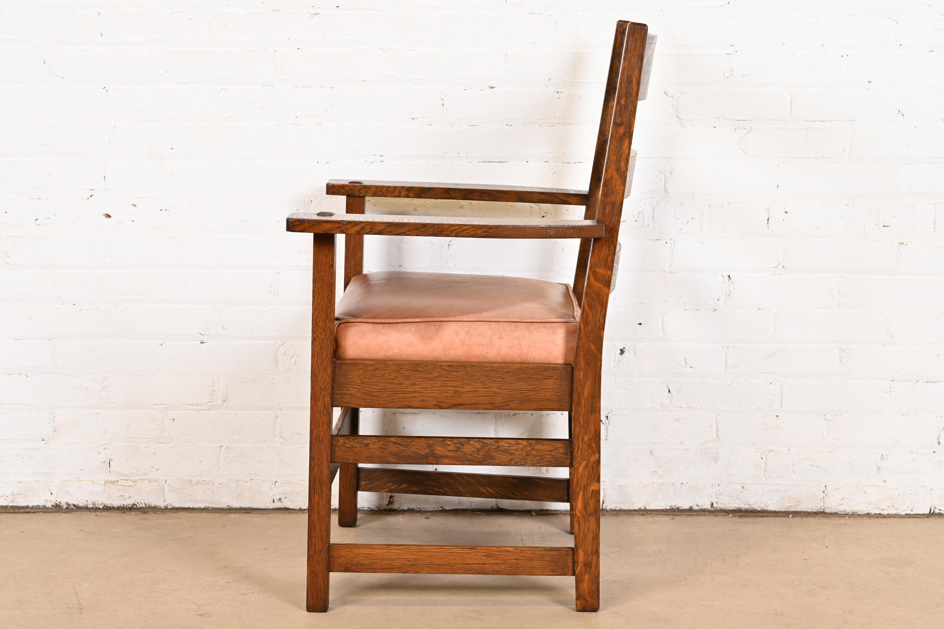 Stickley Brothers Antique Mission Oak Arts & Crafts Armchair, Circa 1900 - Image 10