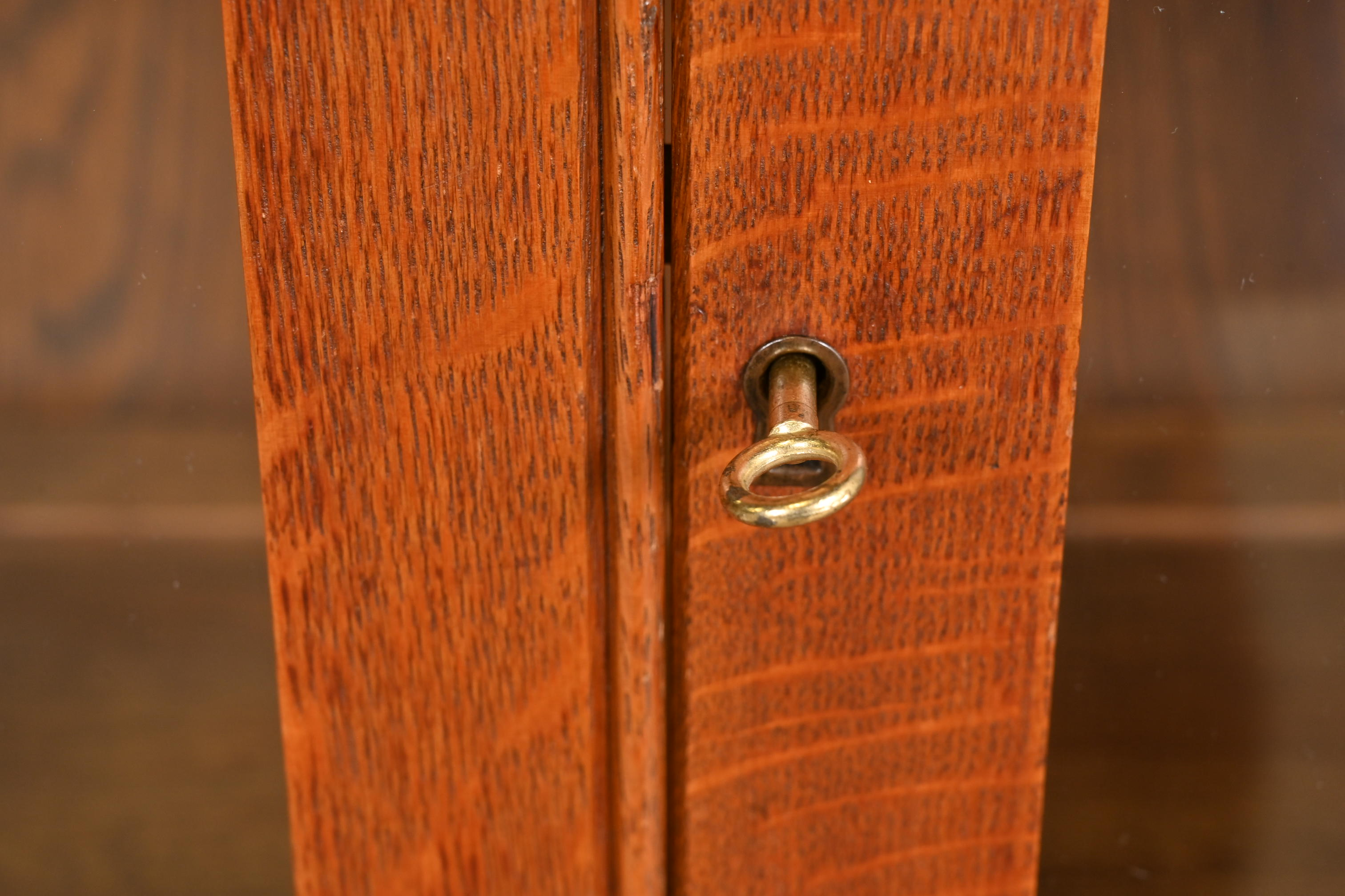 Stickley Brothers Style Antique Mission Oak Arts & Crafts Glass Front Bookcase Cabinet, Circa 1900 - Image 8