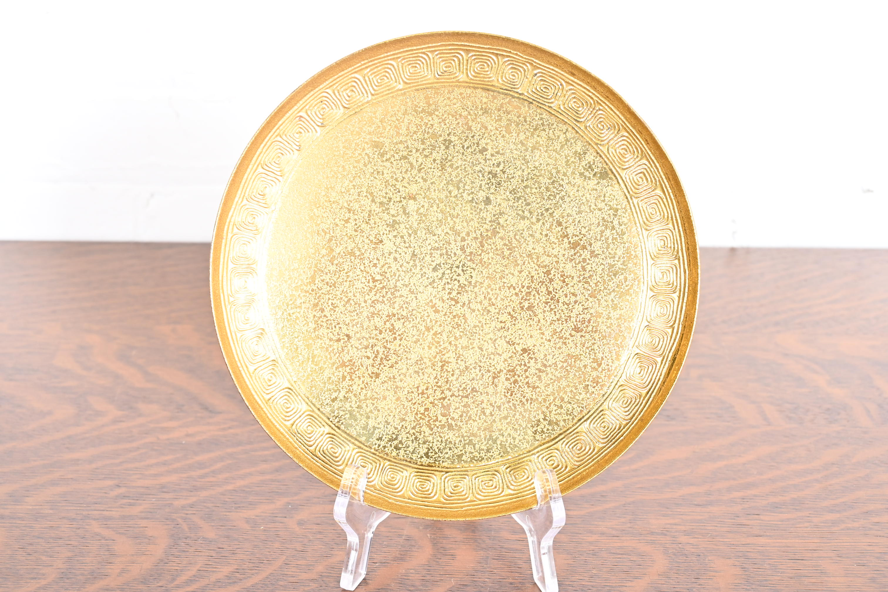 Tiffany Studios New York Bronze Doré Plate With Greek Key Design - Image 3
