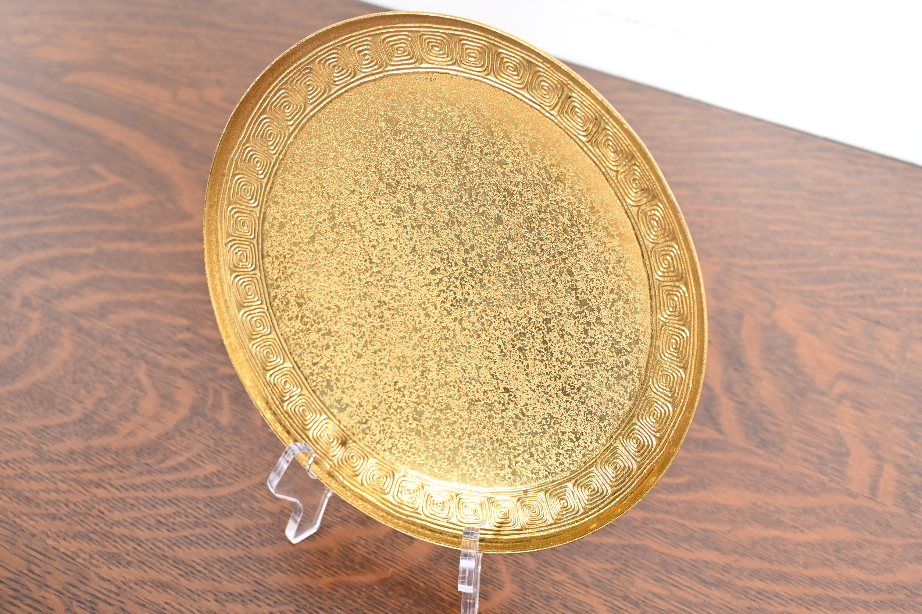 Tiffany Studios New York Bronze Doré Plate With Greek Key Design - Image 4