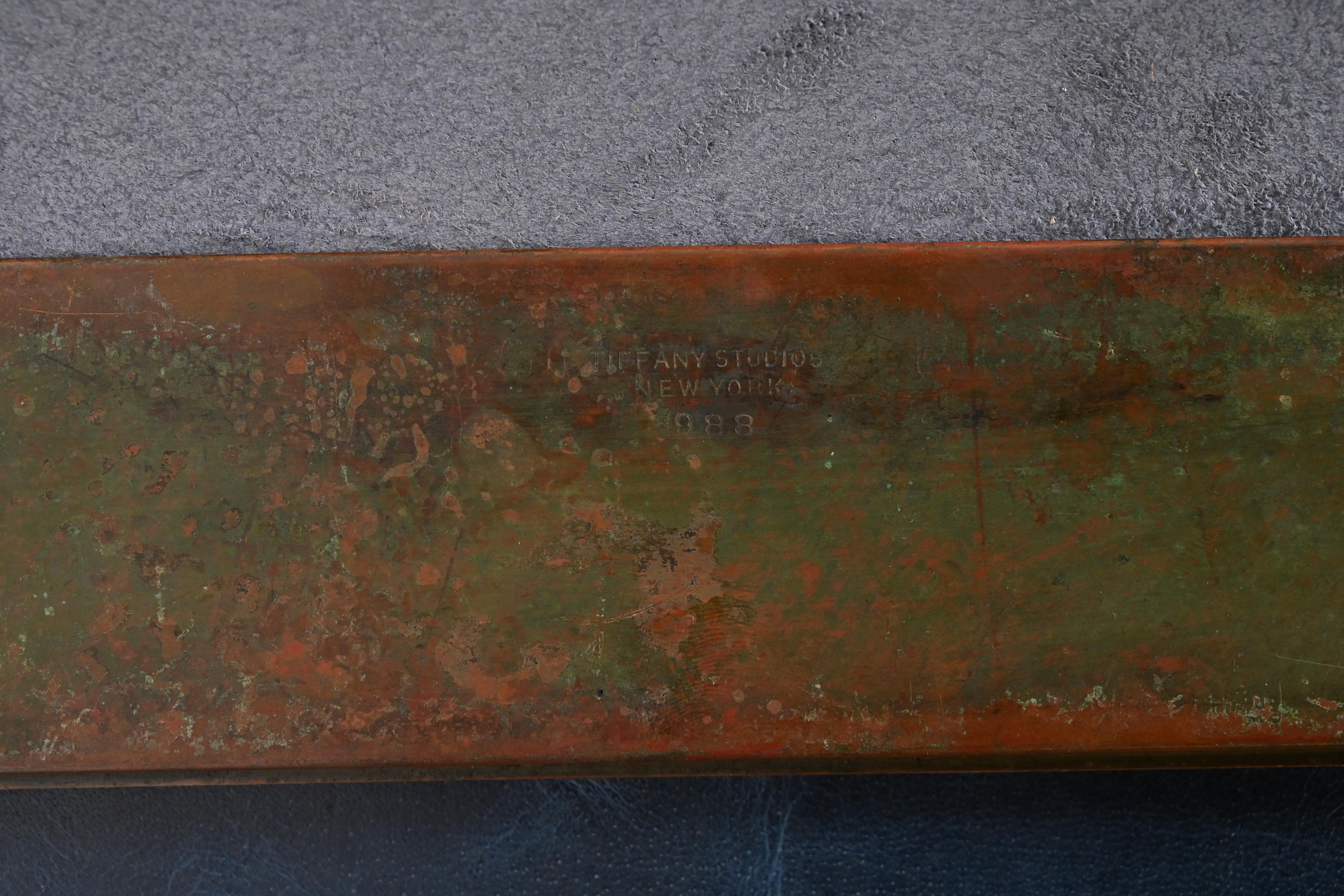 Tiffany Studios New York Zodiac Bronze Blotter Ends With Leather Desk Blotter - Image 9