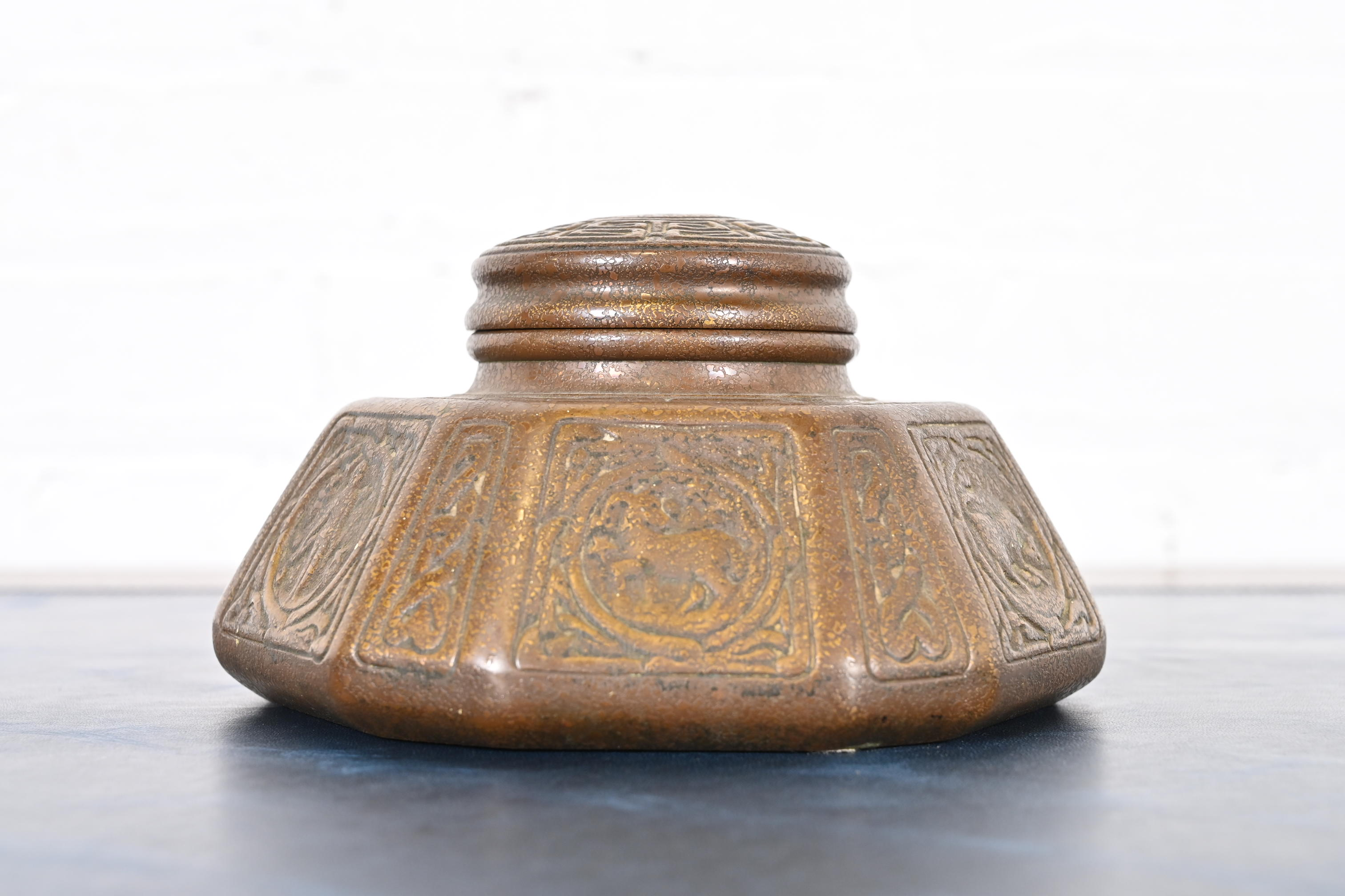Tiffany Studios New York Zodiac Bronze Large Inkwell - Image 2