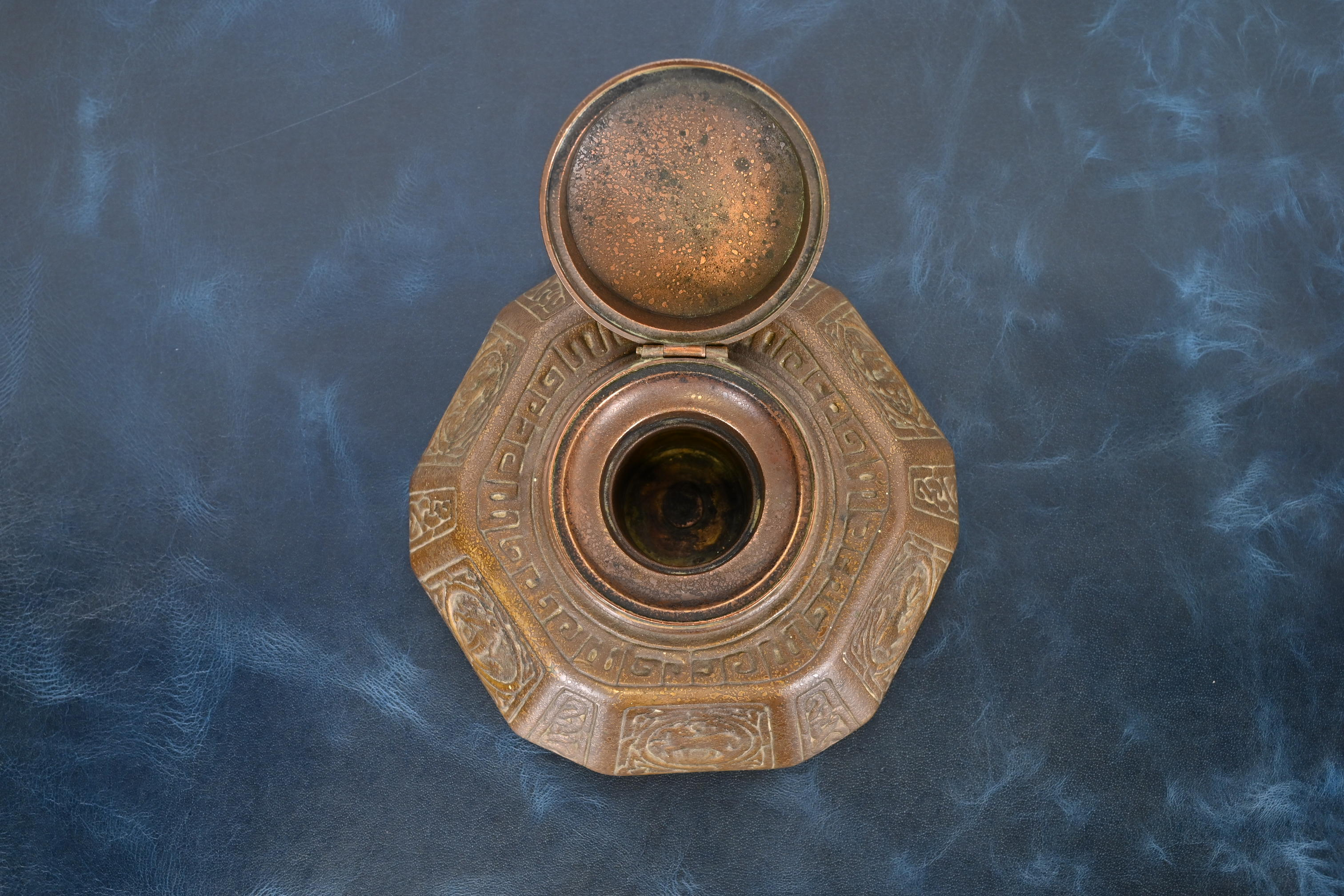 Tiffany Studios New York Zodiac Bronze Large Inkwell - Image 5