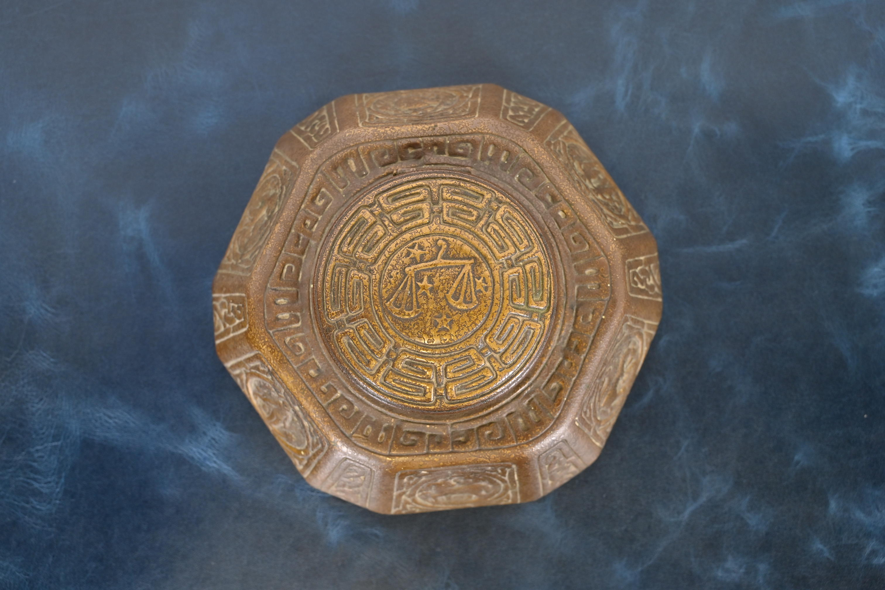 Tiffany Studios New York Zodiac Bronze Large Inkwell - Image 4