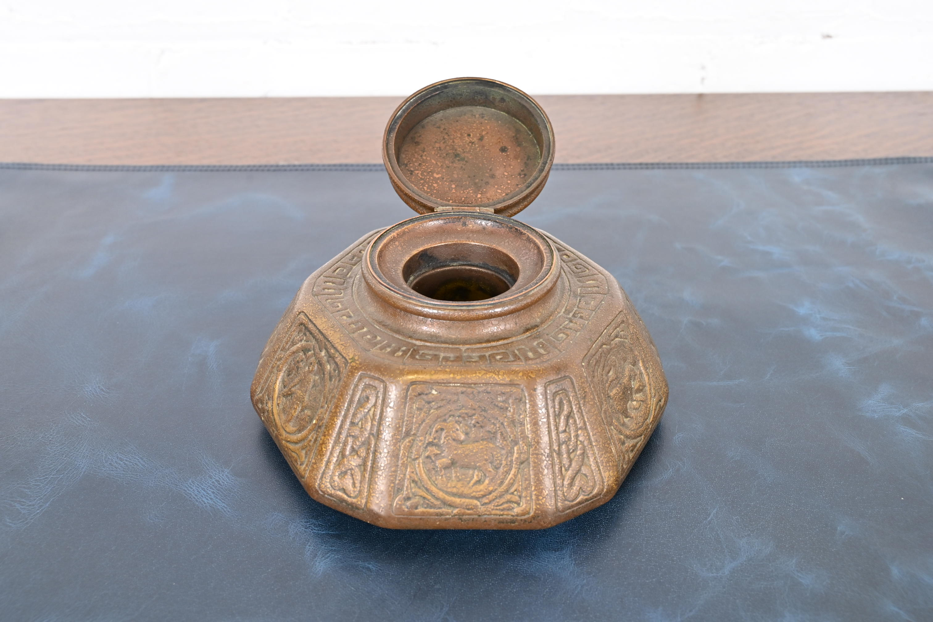 Tiffany Studios New York Zodiac Bronze Large Inkwell - Image 6