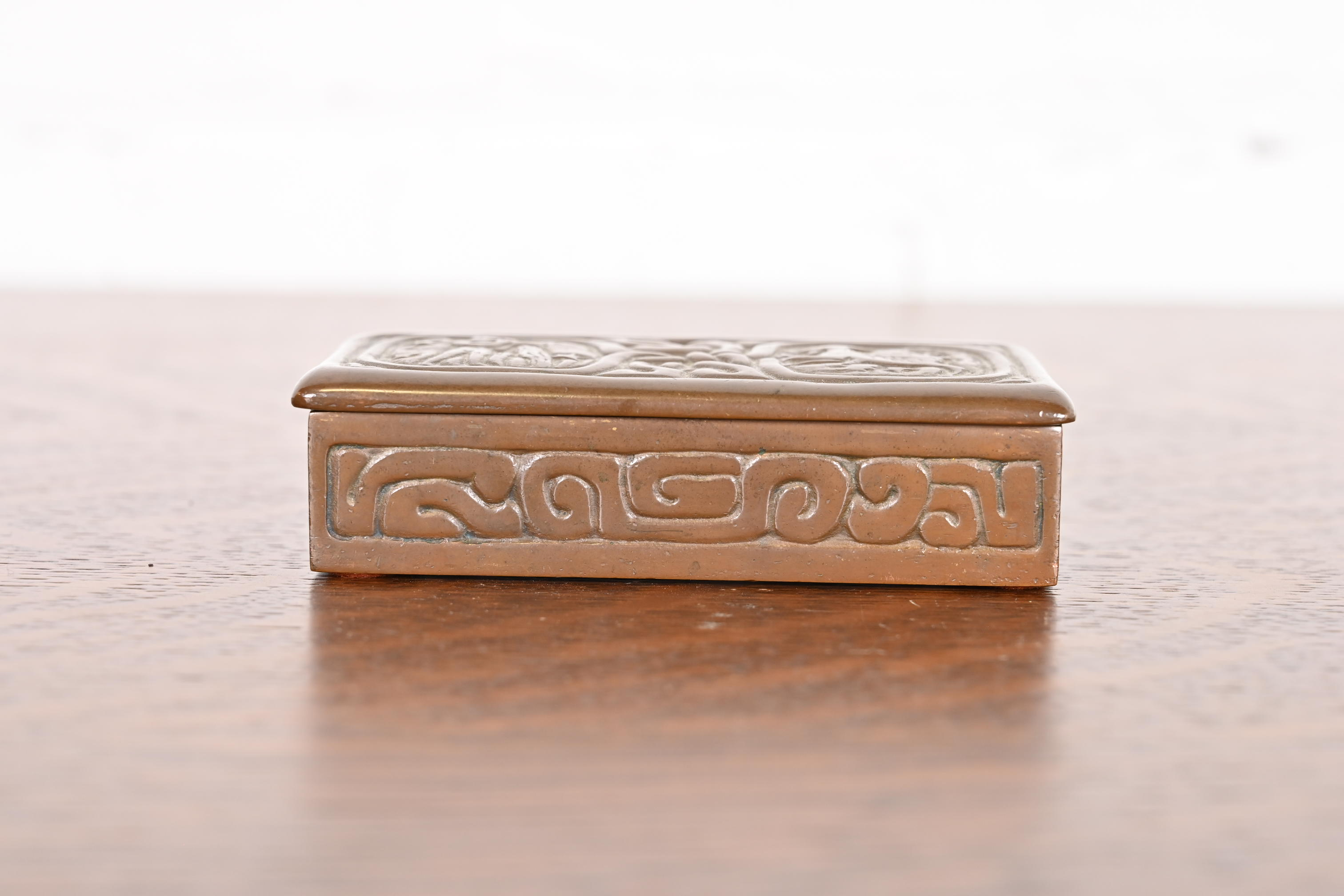 Tiffany Studios New York Zodiac Bronze Stamp Box - Image 3