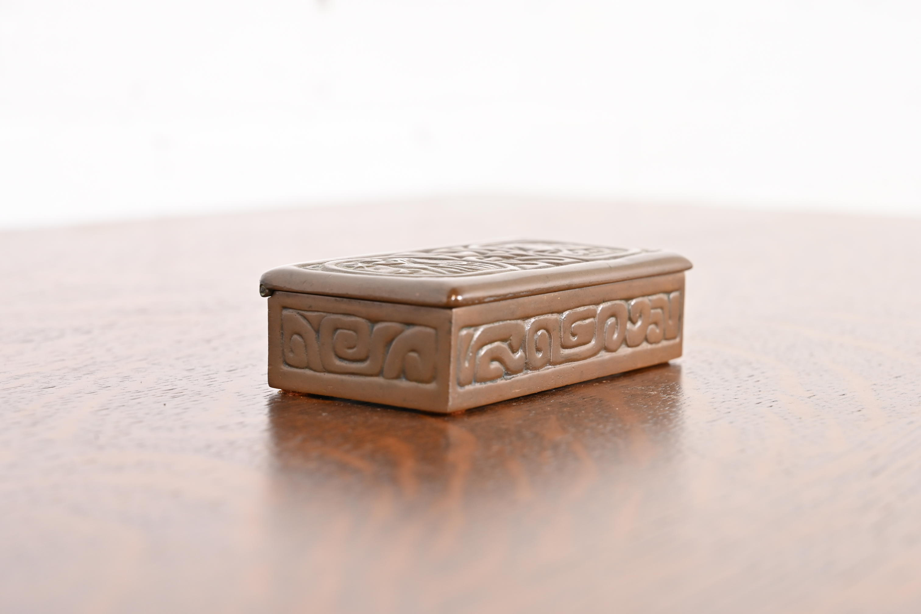 Tiffany Studios New York Zodiac Bronze Stamp Box - Image 2