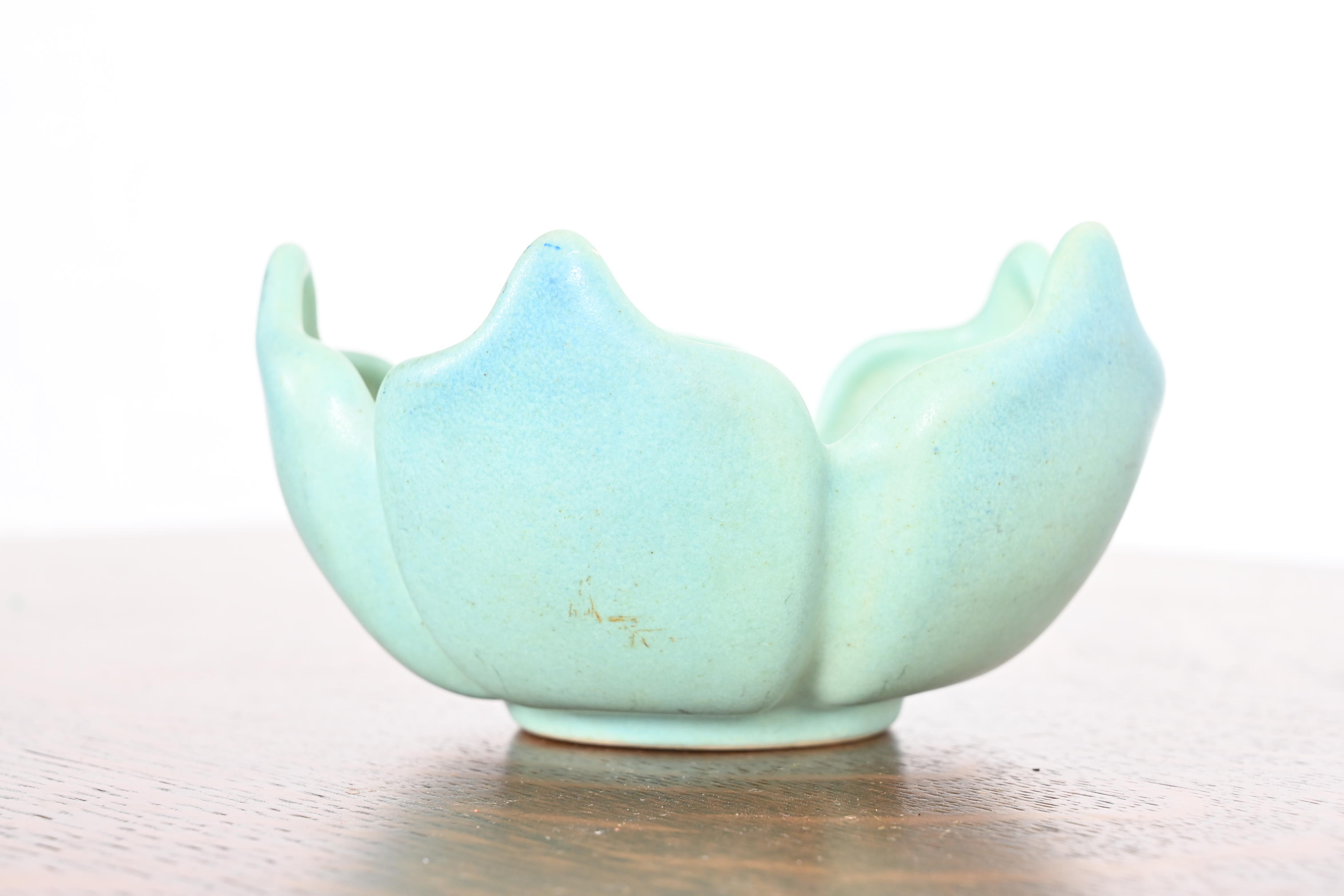 Van Briggle Arts & Crafts Lotus Form Turquoise Glazed Ceramic Bowl - Image 2
