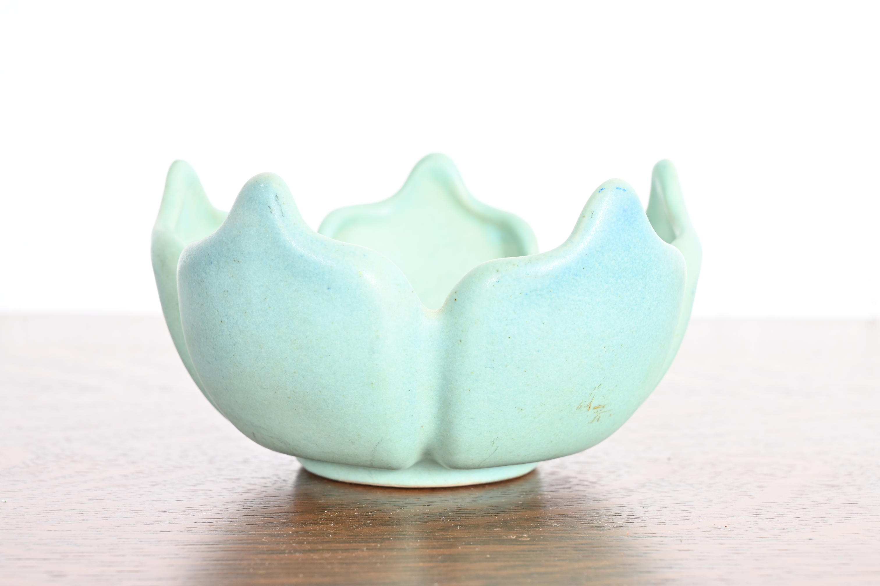 Van Briggle Arts & Crafts Lotus Form Turquoise Glazed Ceramic Bowl