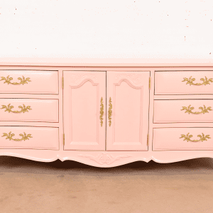 White Furniture French Provincial Louis XV Pink Lacquered Triple Dresser, Newly Refinished