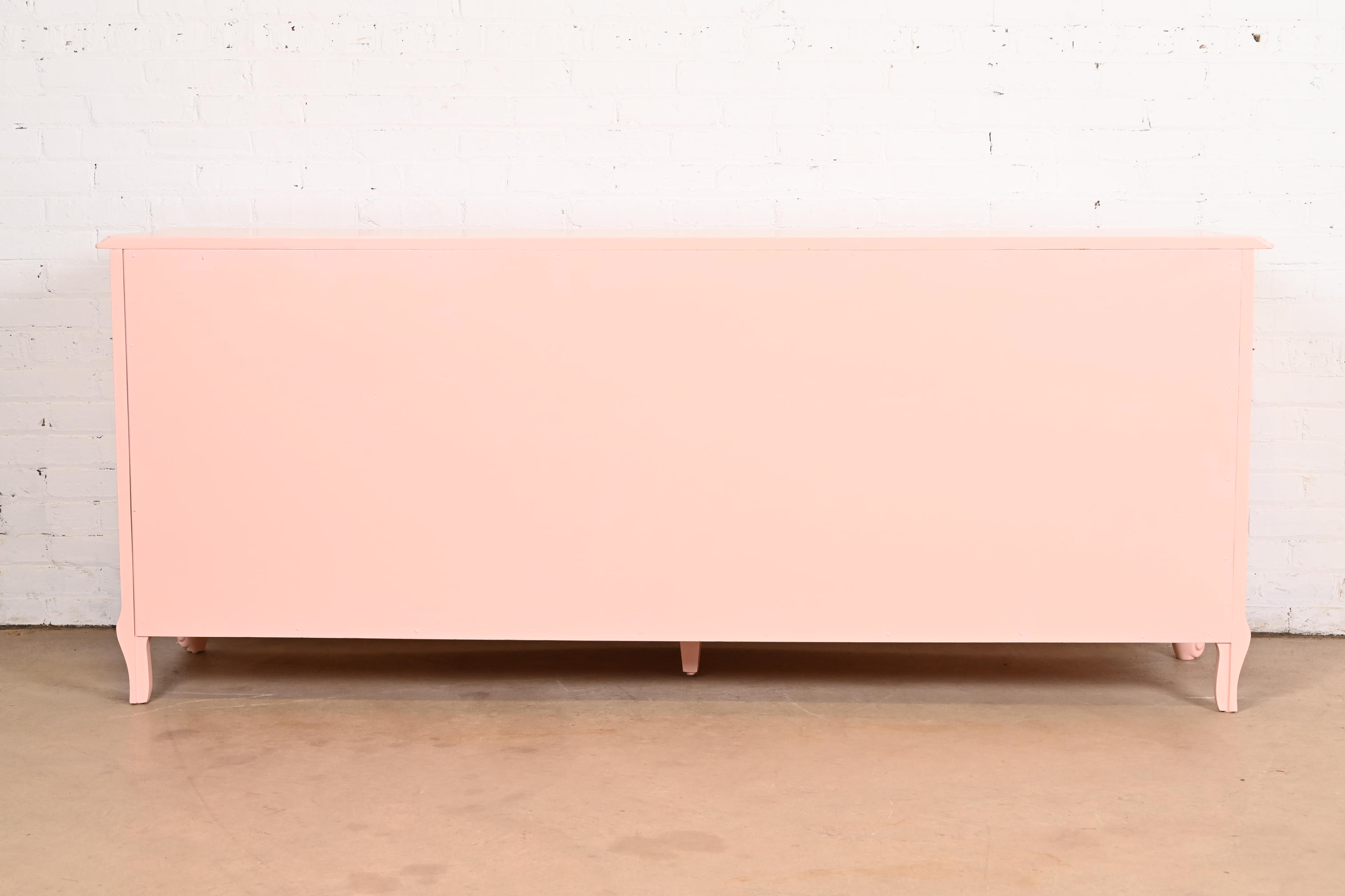 White Furniture French Provincial Louis XV Pink Lacquered Triple Dresser, Newly Refinished - Image 11