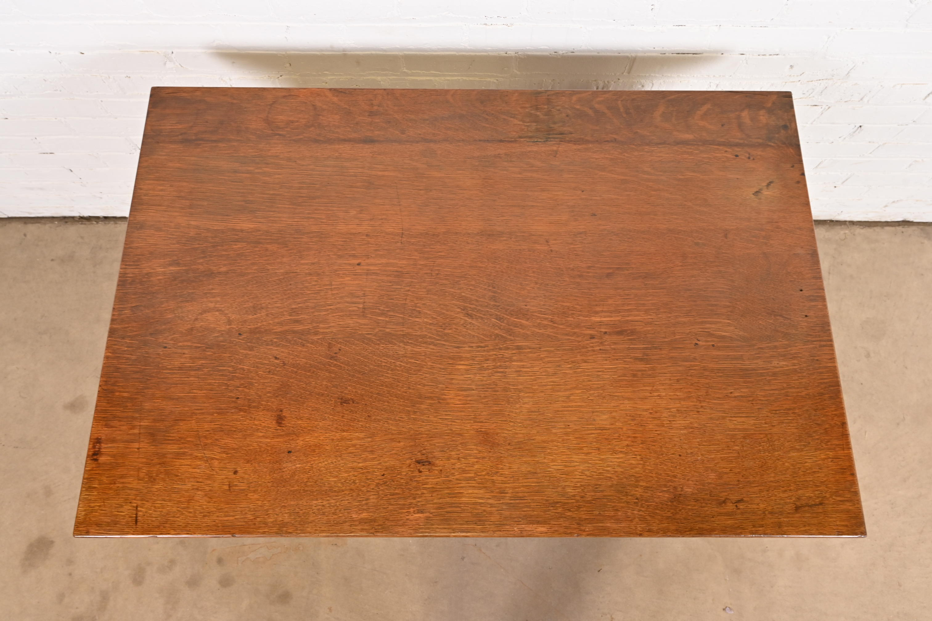 Antique Stickley Brothers Mission Oak Arts & Crafts Writing Desk or Library Table, Circa 1900 - Image 8
