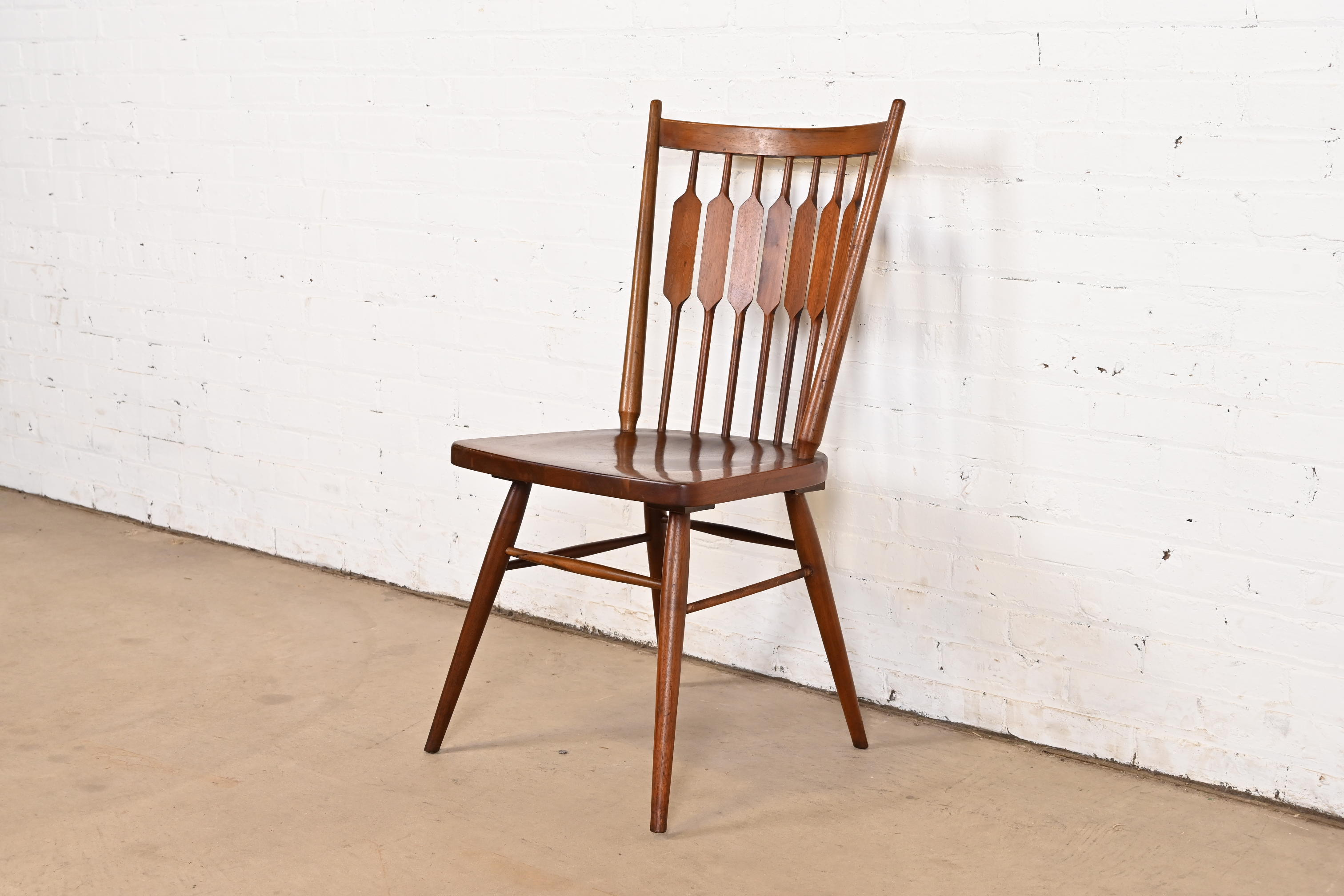 Kipp Stewart for Drexel Declaration Sculpted Walnut Dining Chairs, Set of Five - Image 7