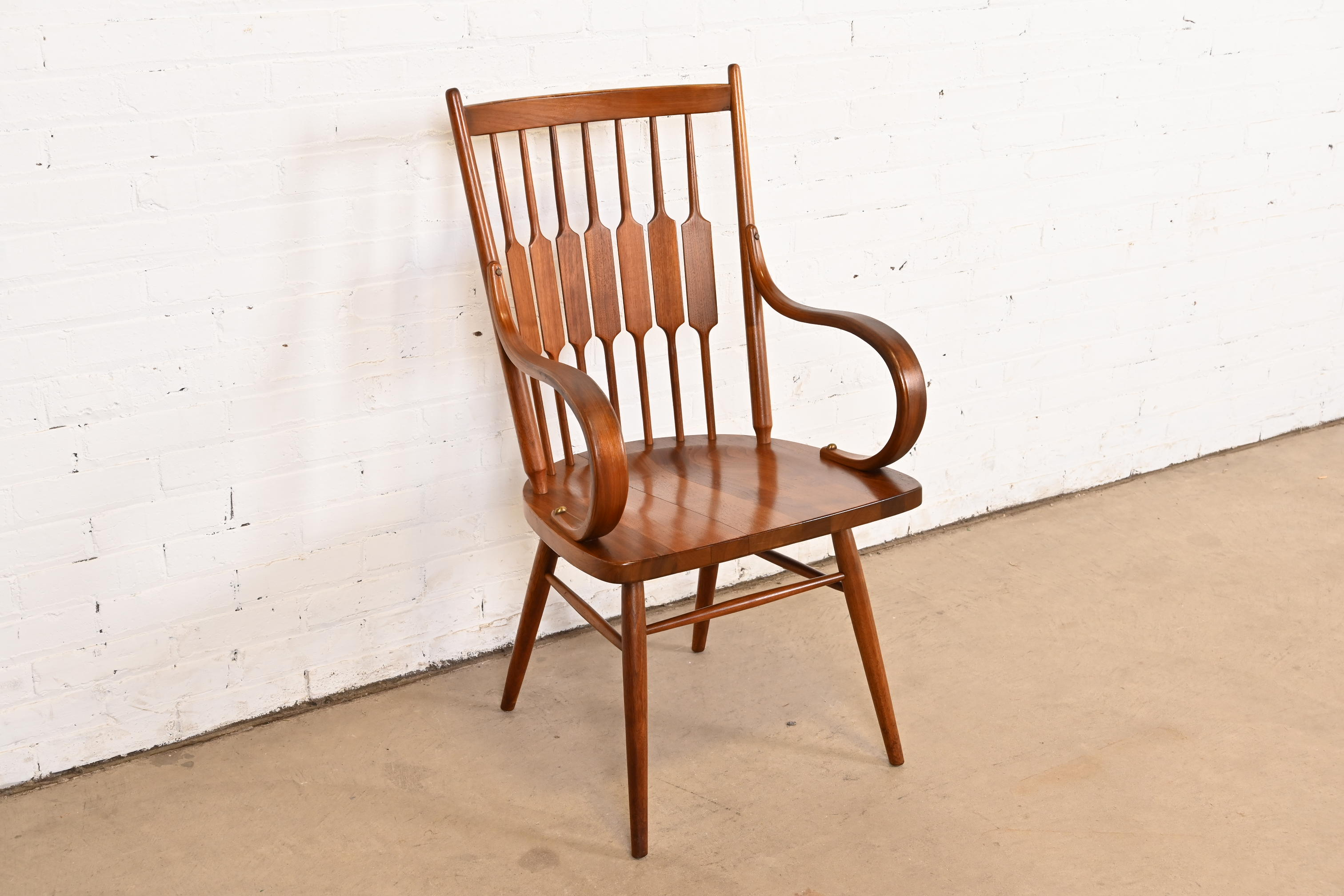 Kipp Stewart for Drexel Declaration Sculpted Walnut Dining Chairs, Set of Five - Image 9