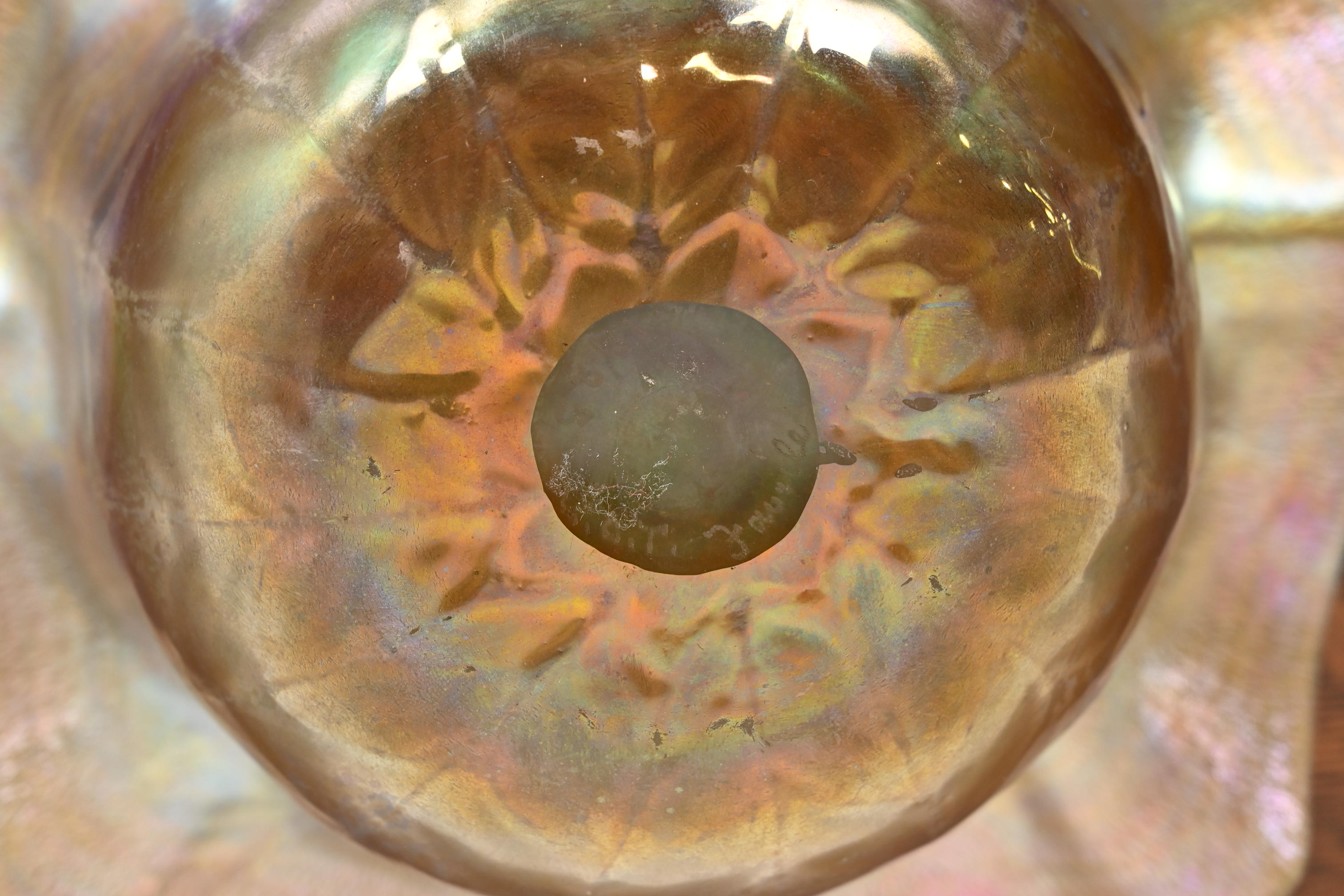 Louis Comfort Tiffany Favrile Iridescent Art Glass Floriform Bowl With Flared and Ruffled Edge - Image 8