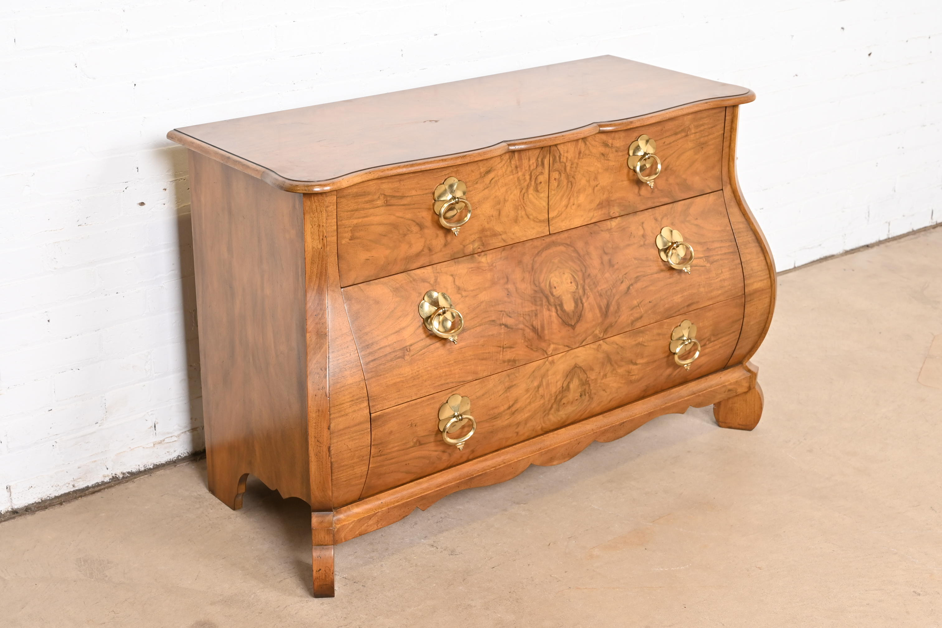 Baker Furniture Louis XV Burled Walnut Bombay Chest or Commode - Image 4